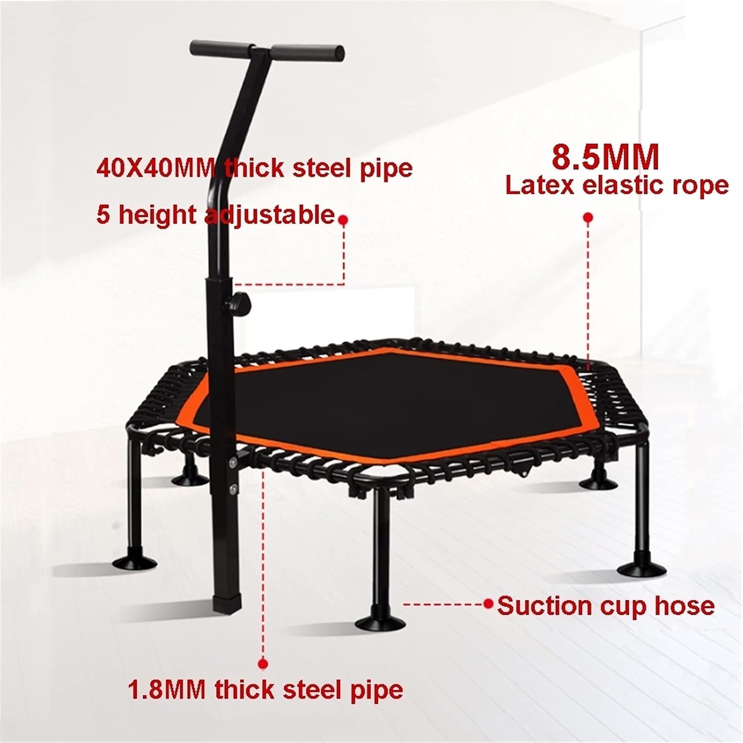 Indoor Fitness Rebounder with Adjustable Bar