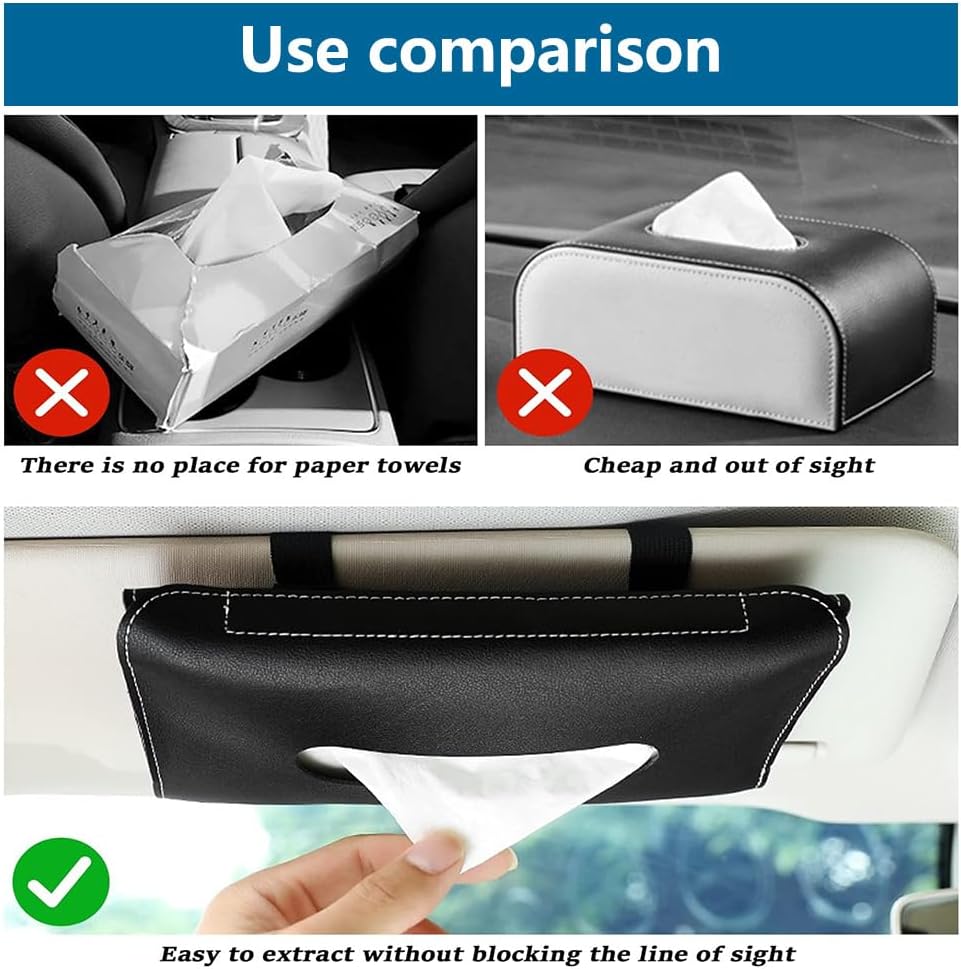 Leather Car Tissue Box for Sun Visor