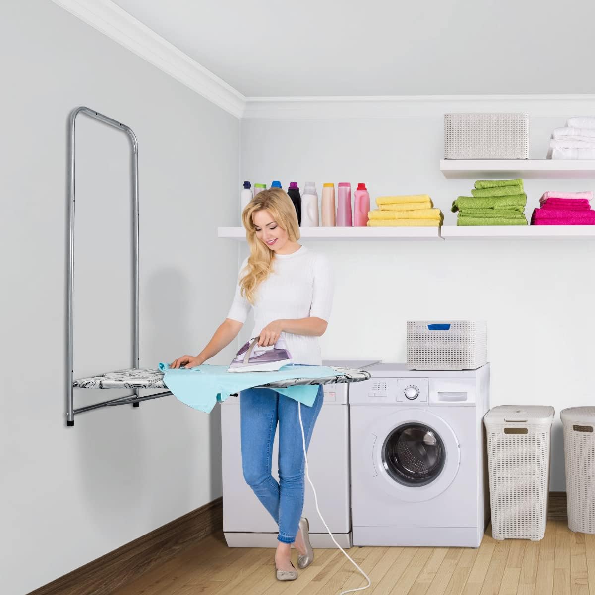 Over-Door And Wall Ironing Board
