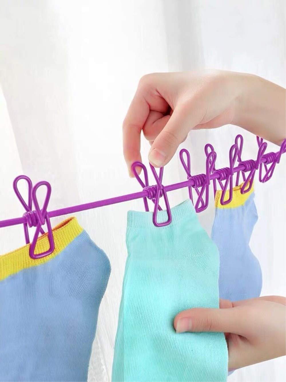 Elastic Clothesline with Clips