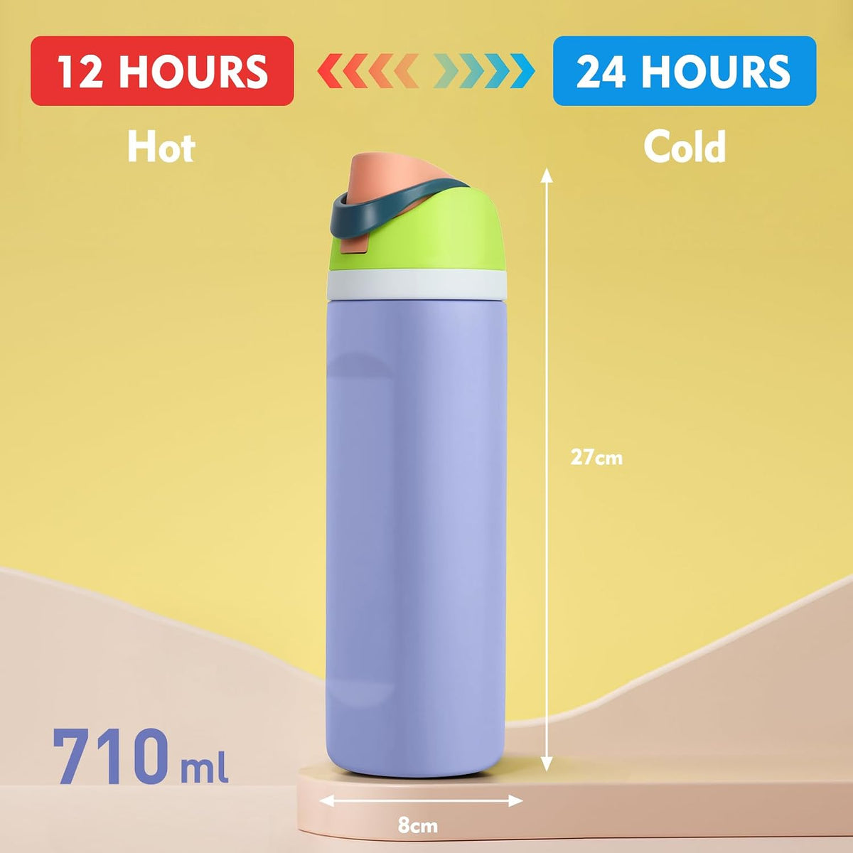 Insulated Stainless Steel Bottle with 2-in-1 Lid