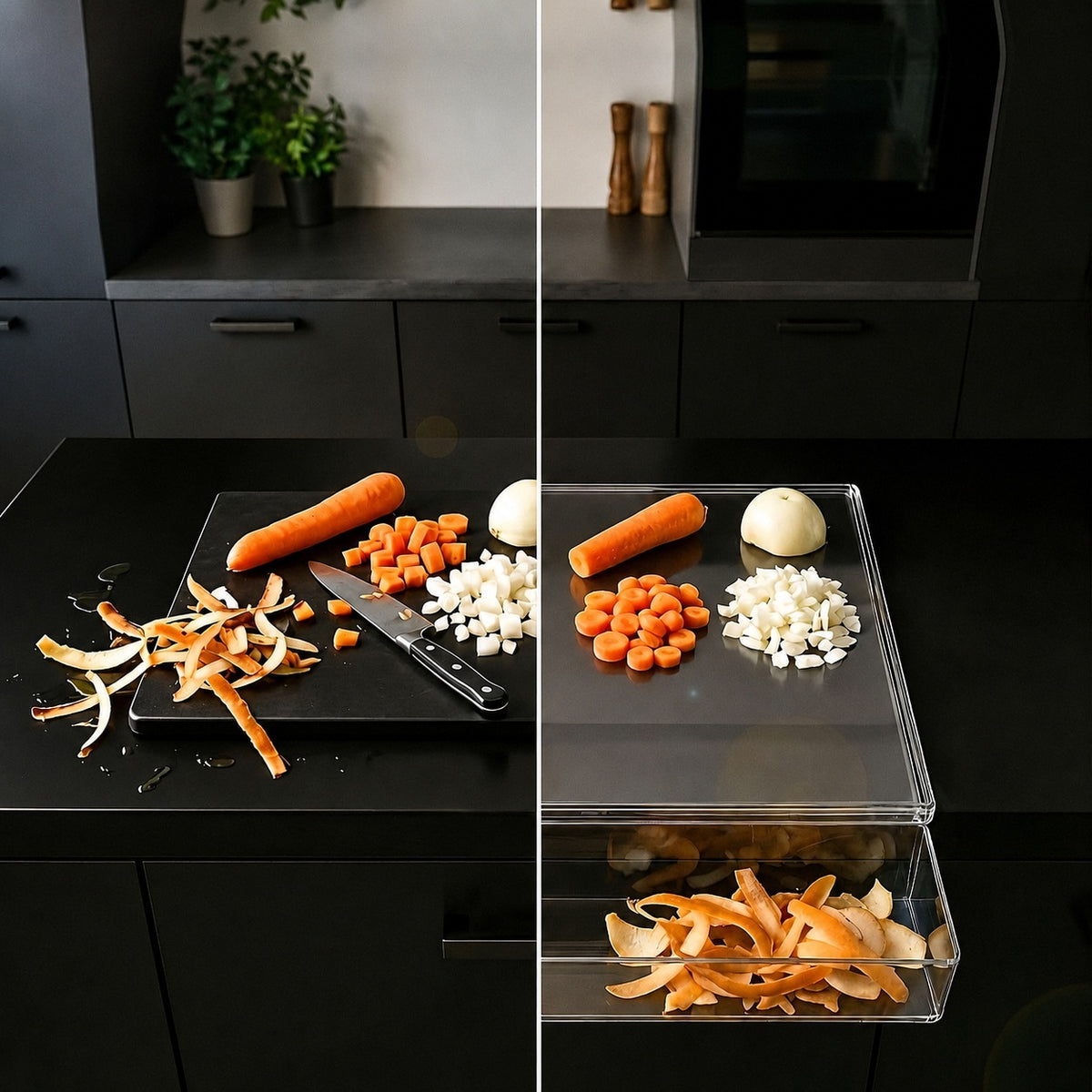 Acrylic Cutting Board with Waste Container