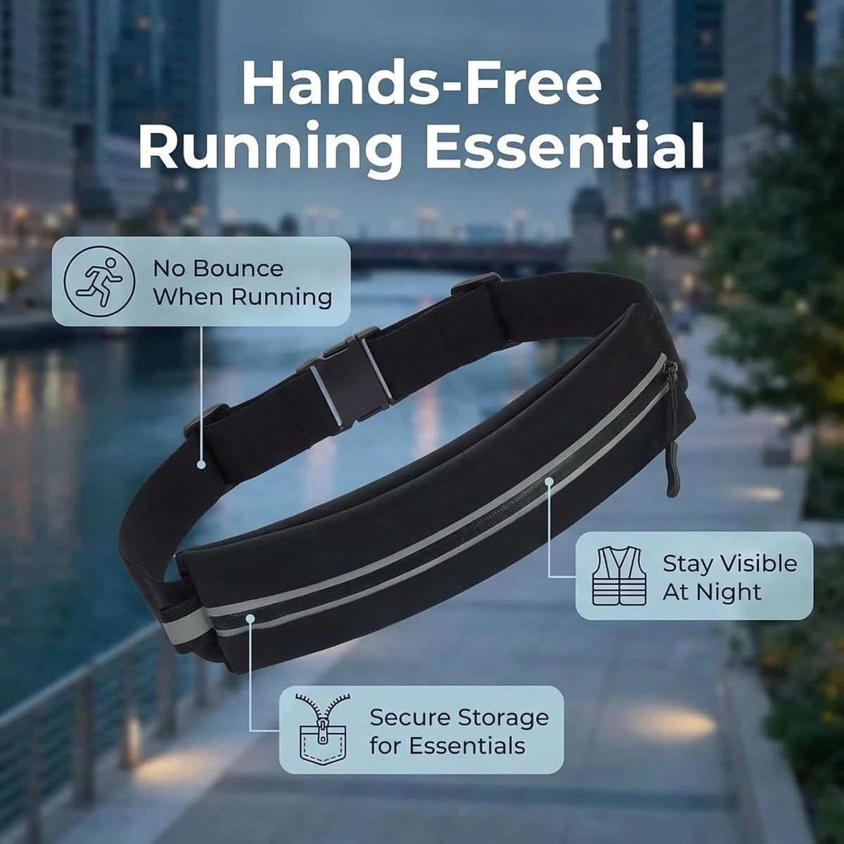Reflective Running Belt with Adjustable Strap