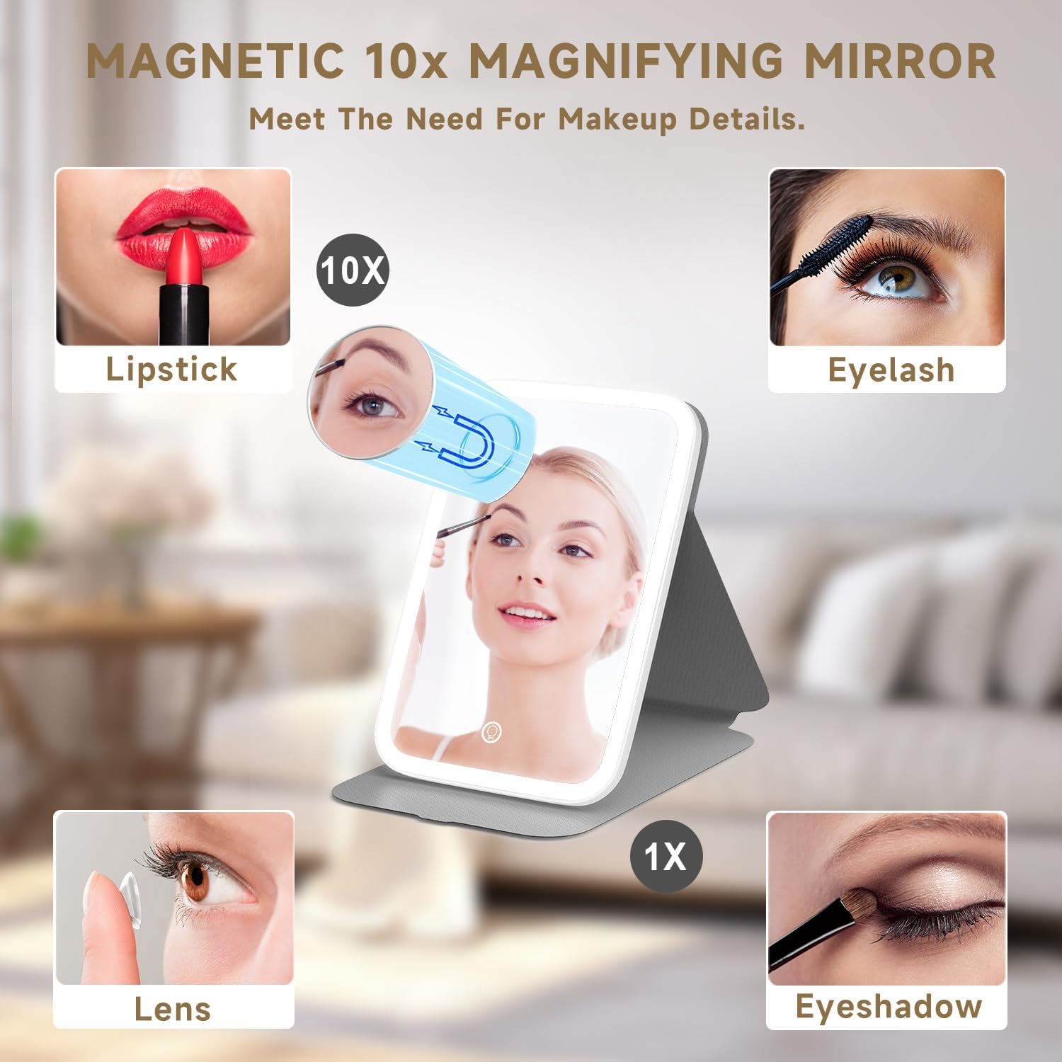 Foldable LED Makeup Mirror