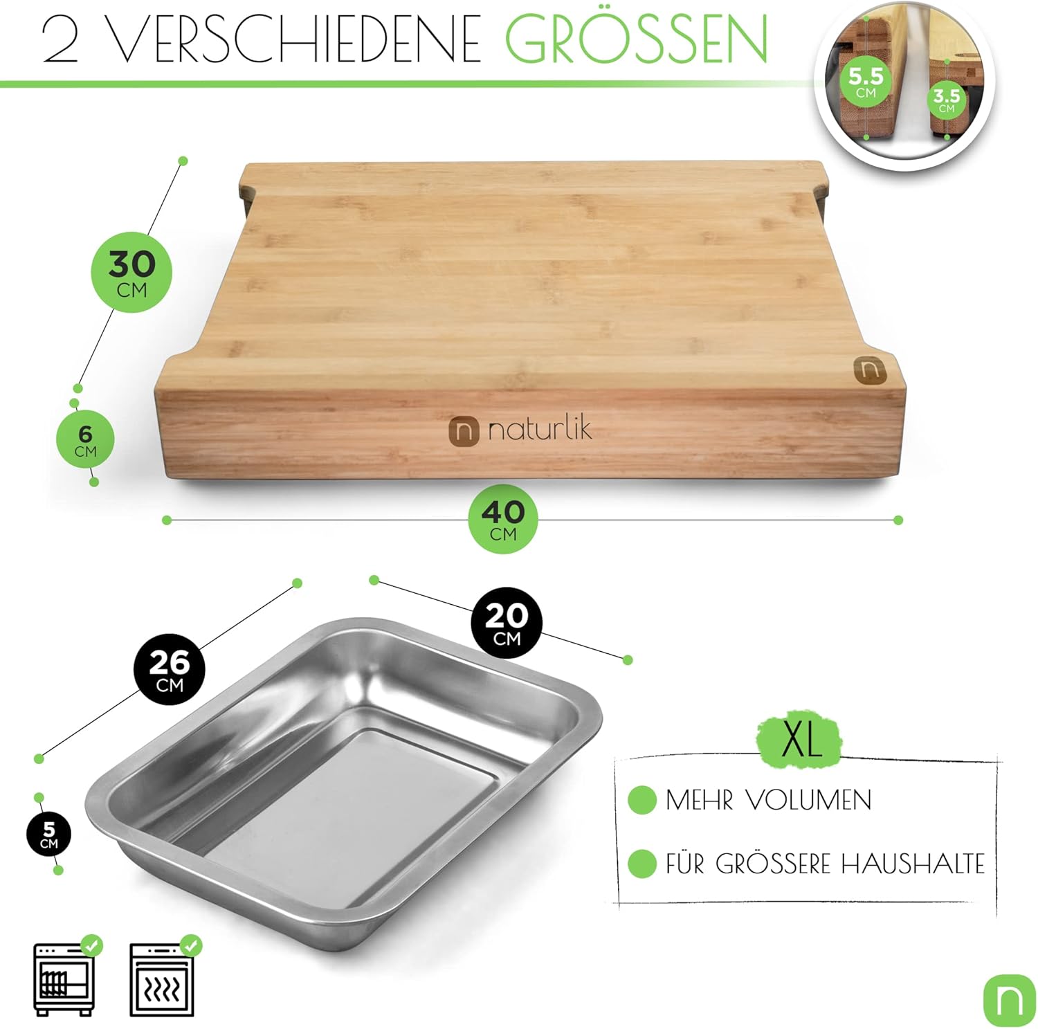 Bamboo Cutting Board With Trays