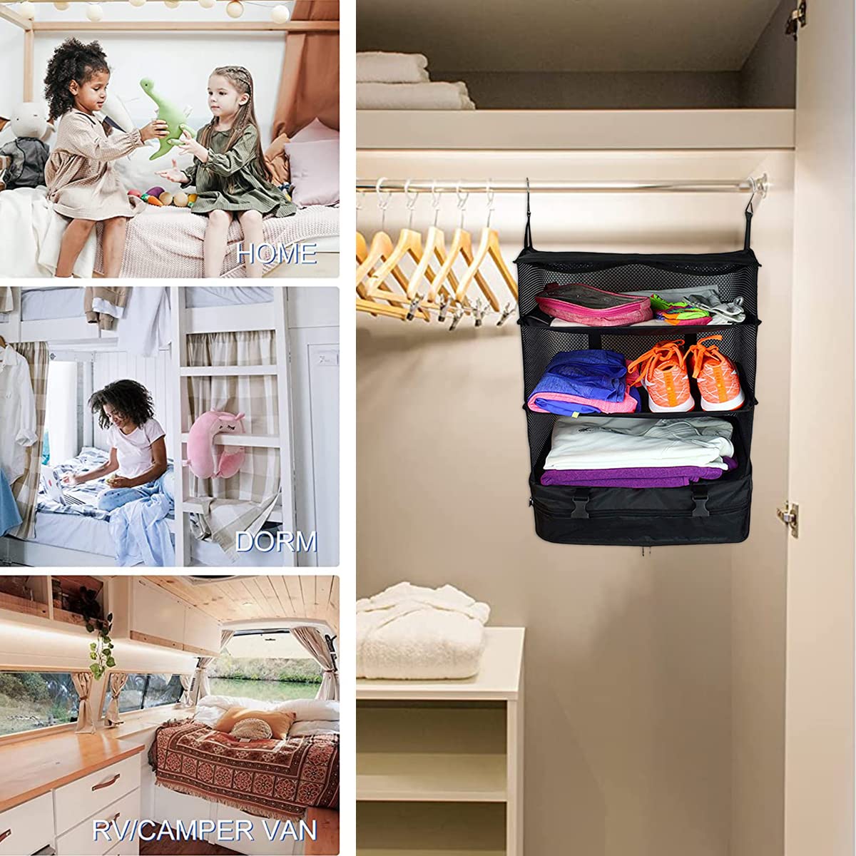 Foldable Hanging Travel Shelves Organizer