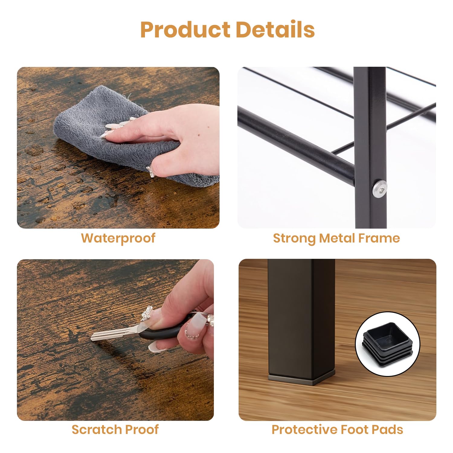 4-Tier Storage Shelf with Wooden Top
