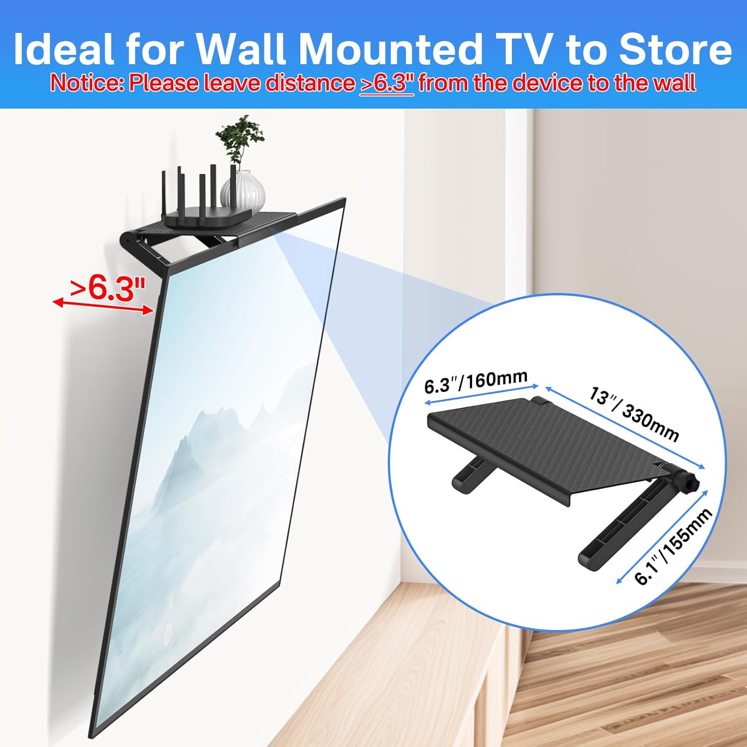 Adjustable TV Top Shelf