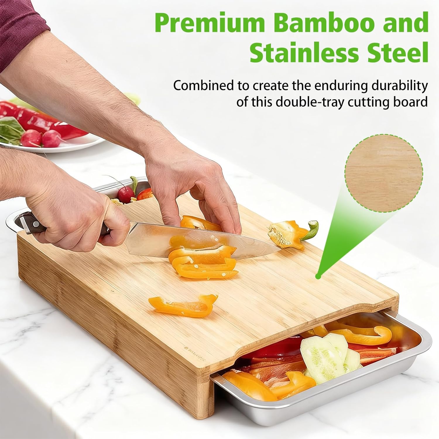Bamboo Cutting Board With Trays