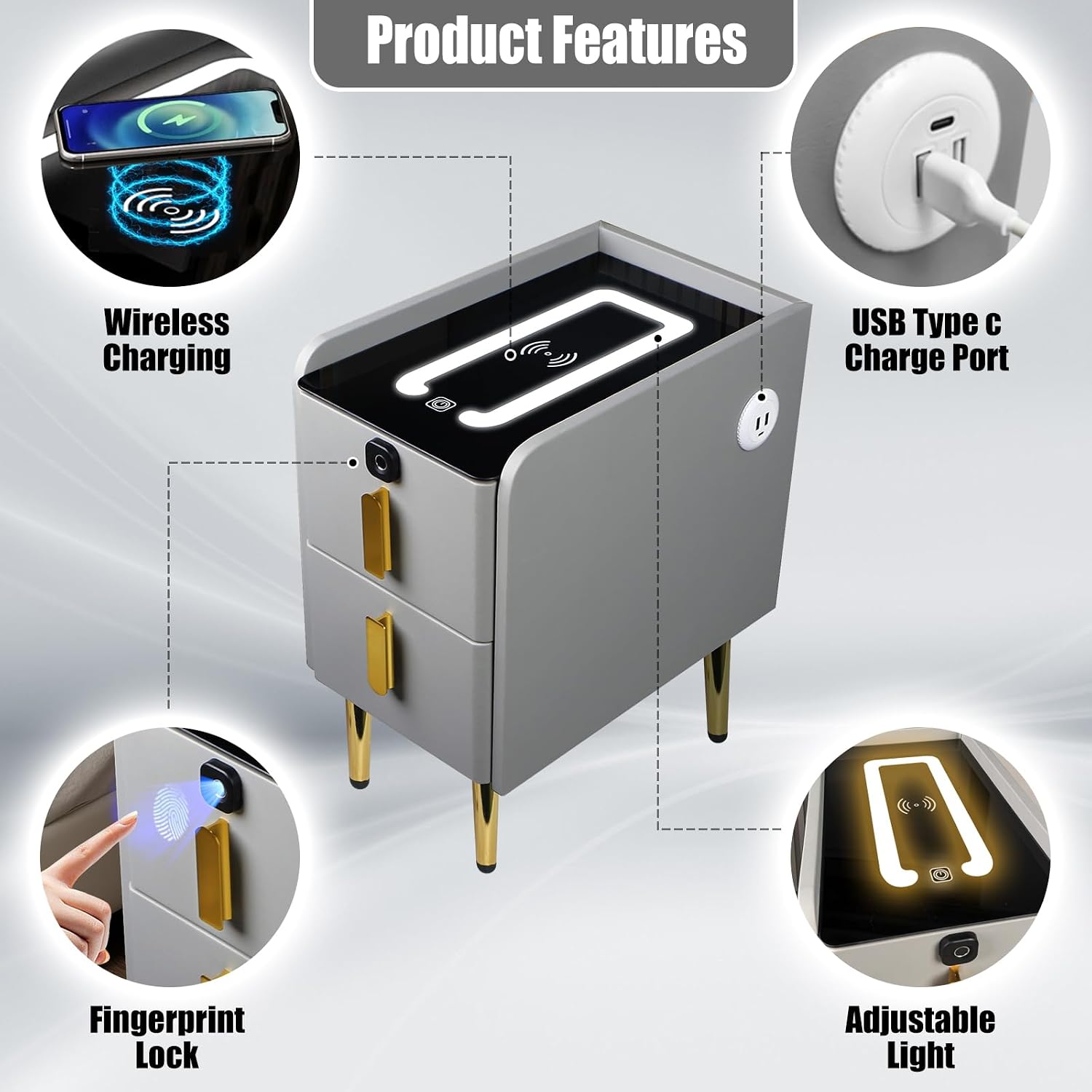 Smart Nightstand With Fingerprint Lock