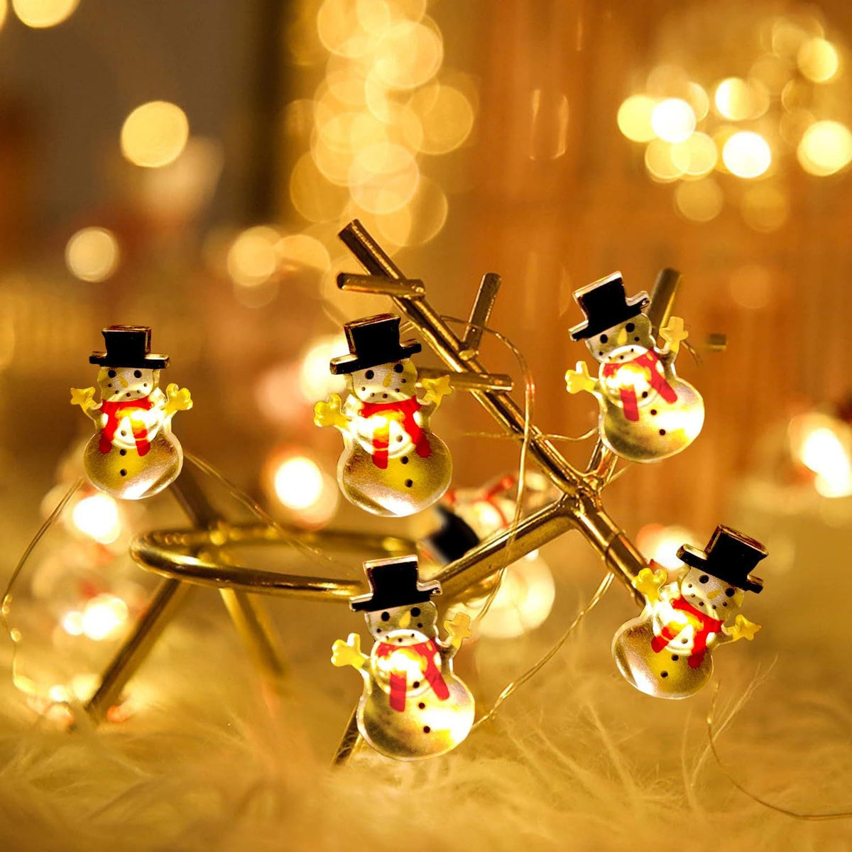 Snowman LED fairy light curtain