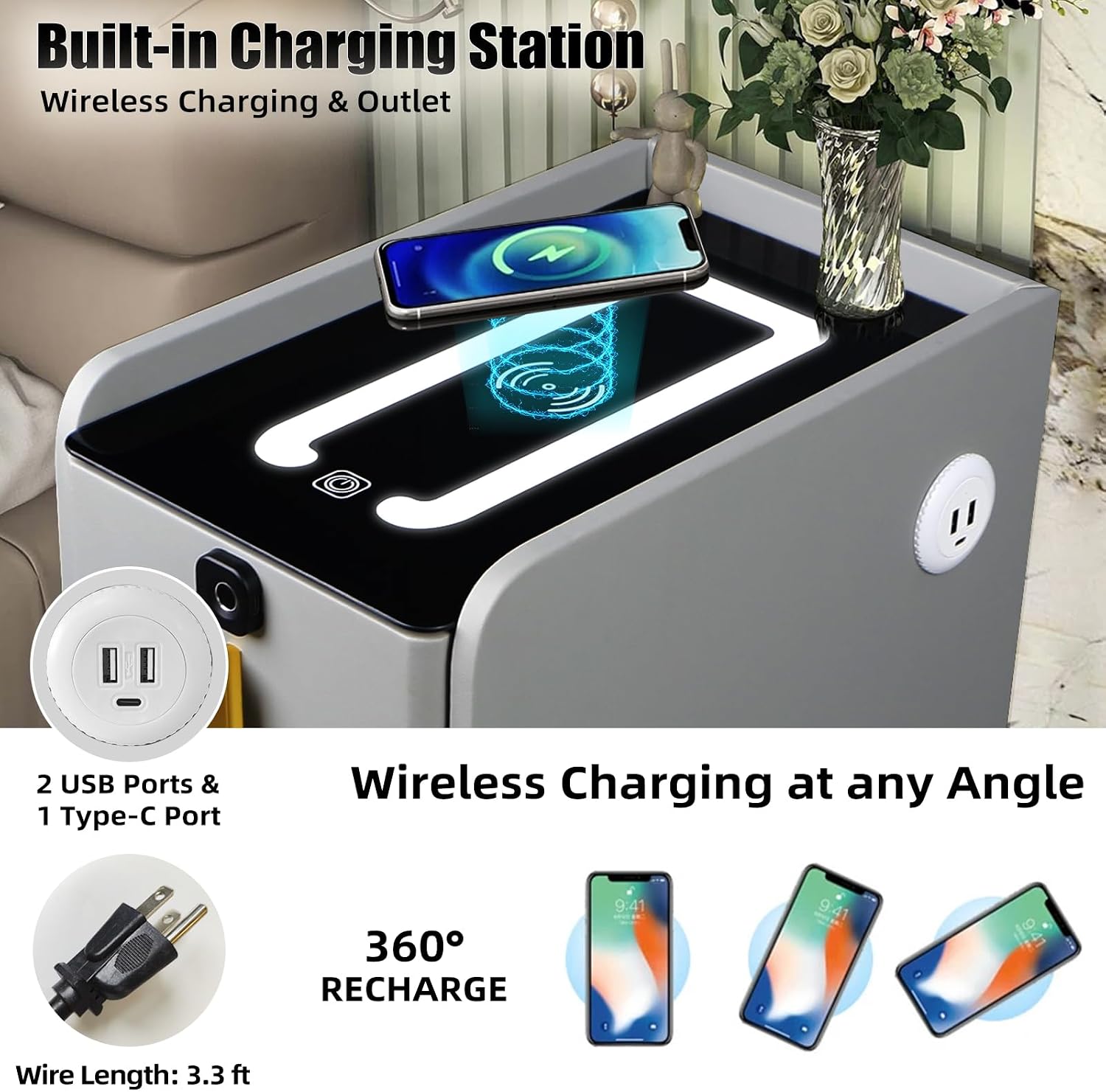 Smart Nightstand With Fingerprint Lock