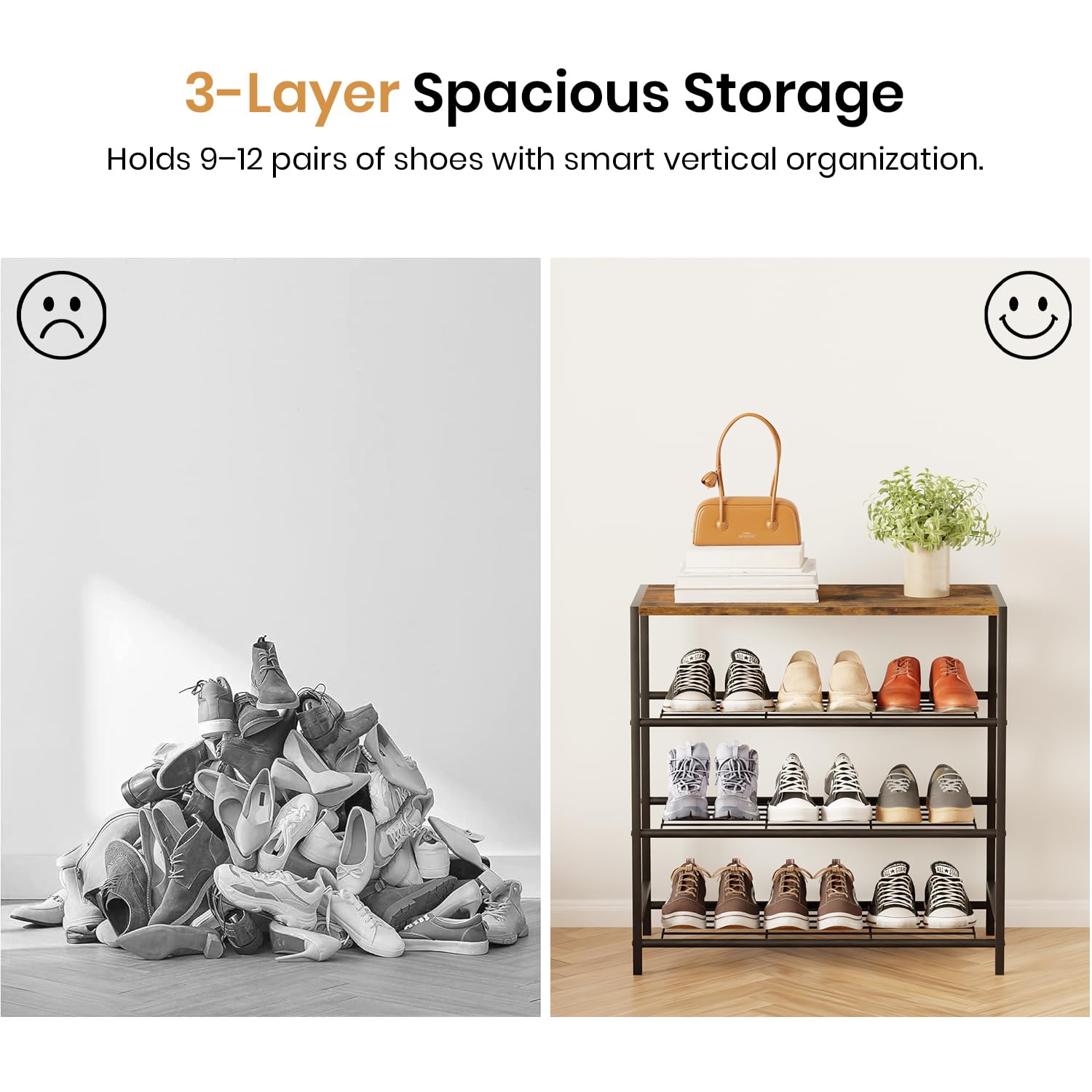 4-Tier Storage Shelf with Wooden Top