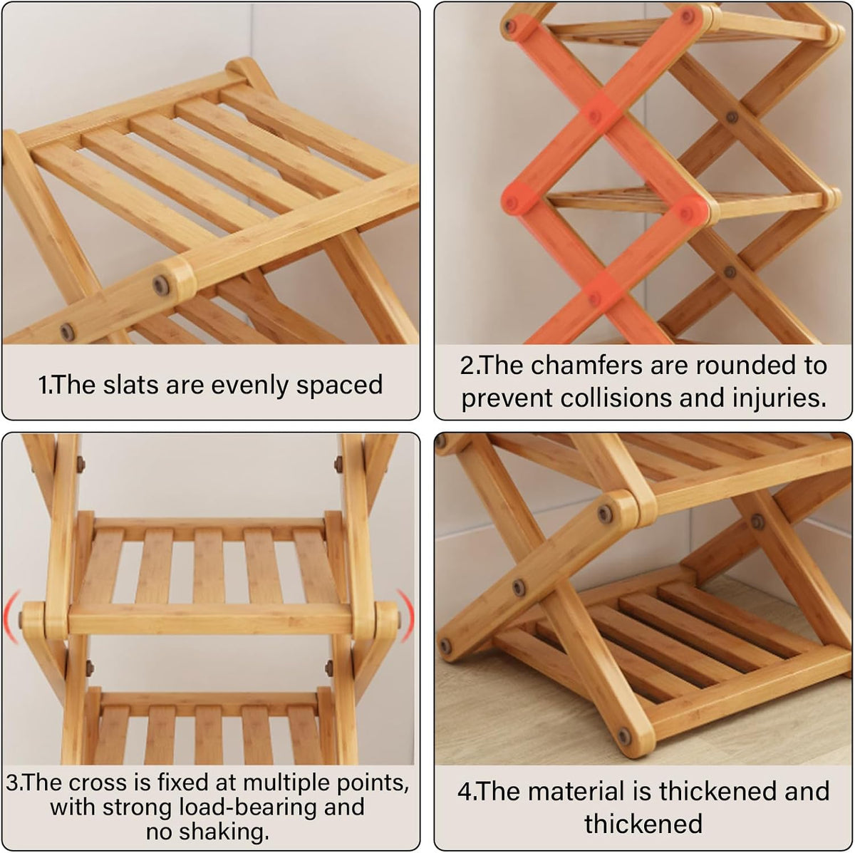 Foldable Bamboo Shoe Storage Rack