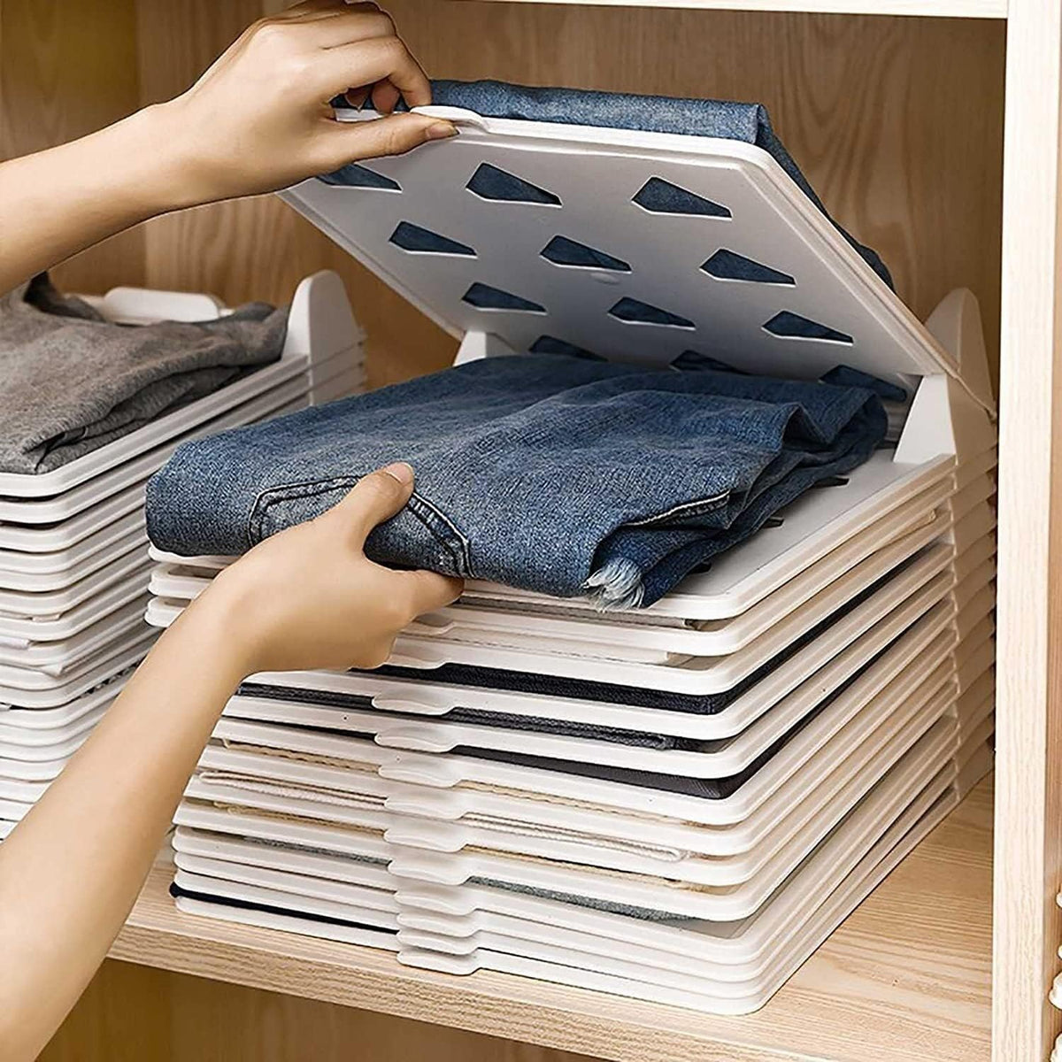 Stackable Clothing Organizer with Shelf Dividers