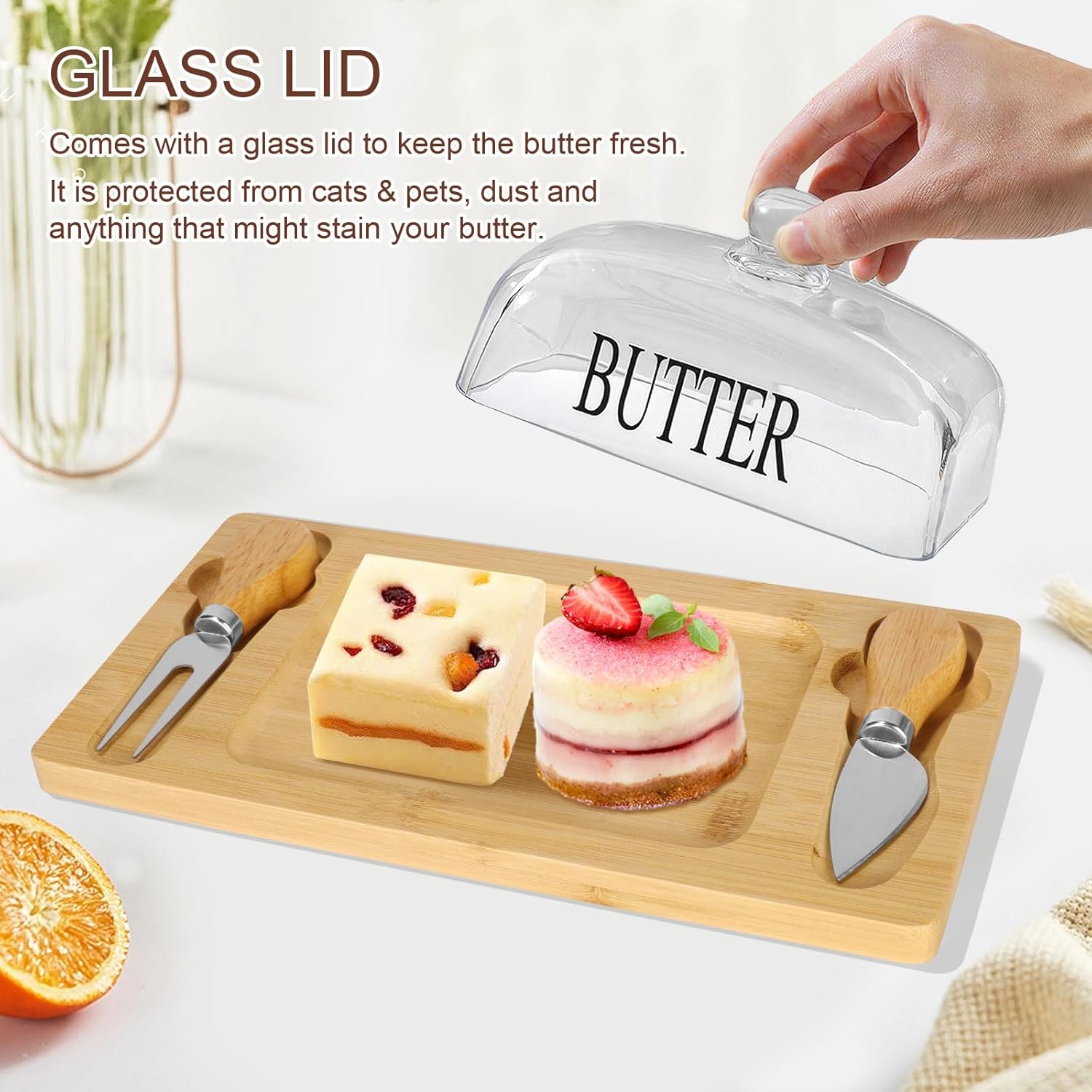 Wooden Butter Glass Set