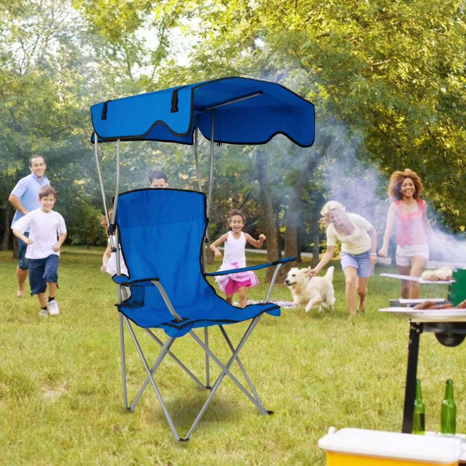 Folding Canopy Camp Chair with Cup Holder