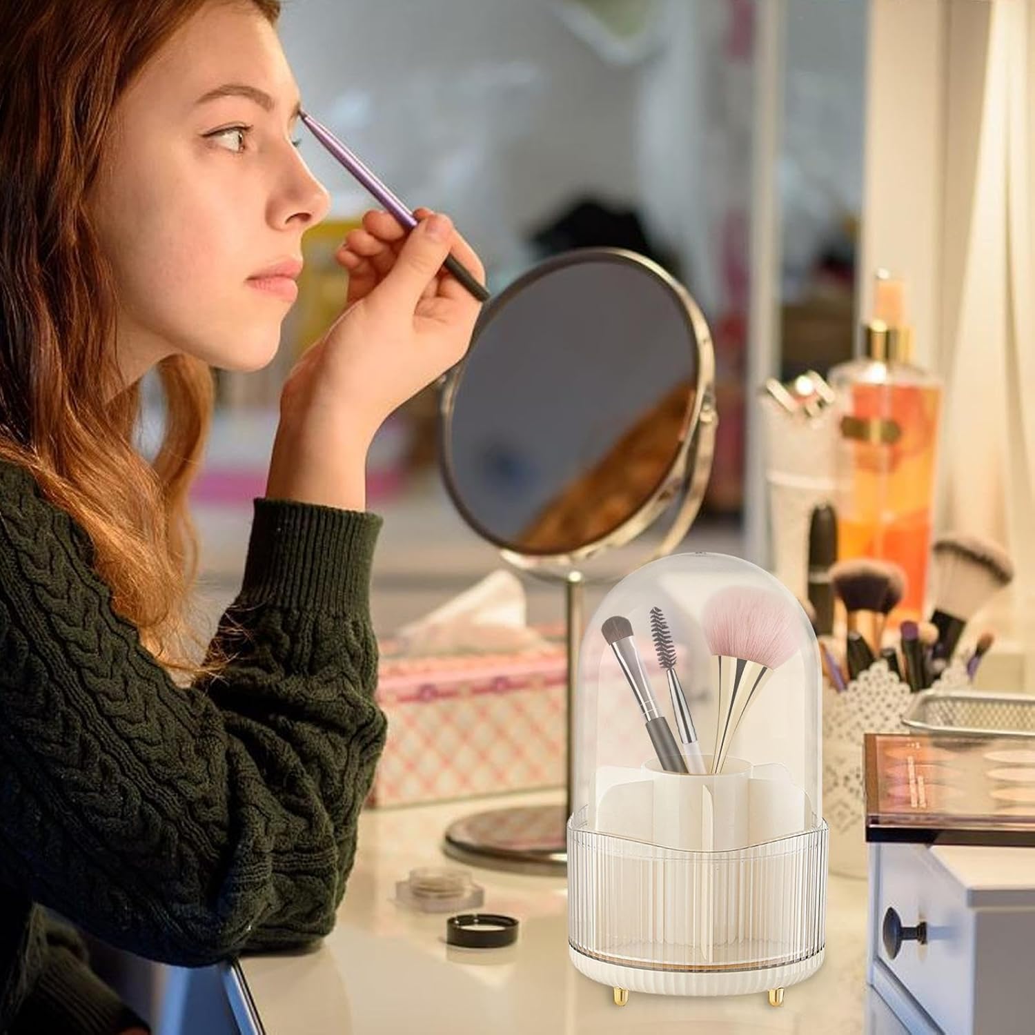 Rotating Makeup Brush Organizer