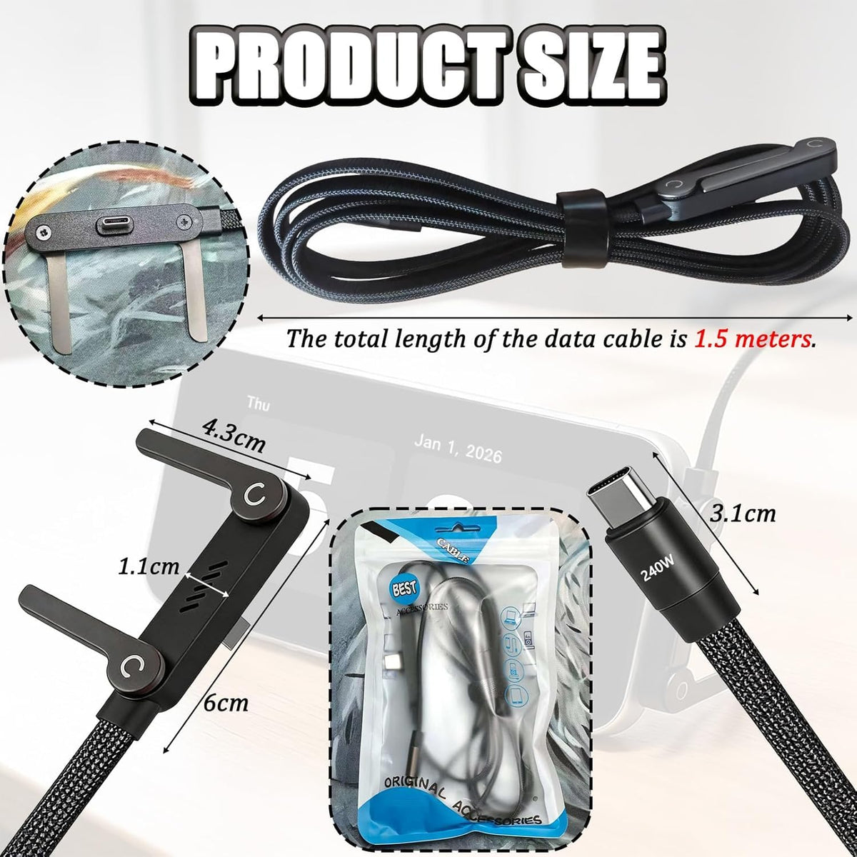 Charging Cable with Built-In Phone Stand
