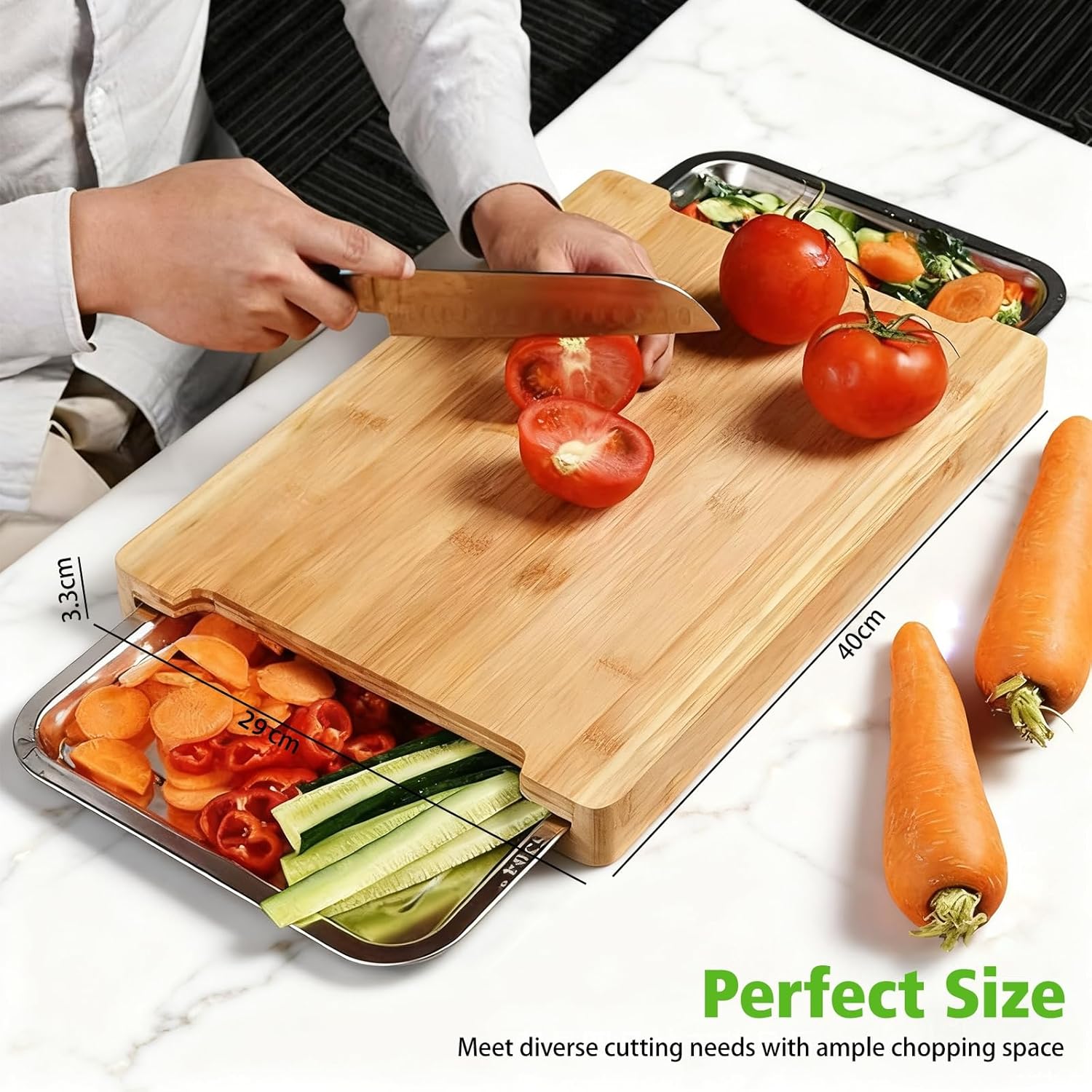 Bamboo Cutting Board With Trays