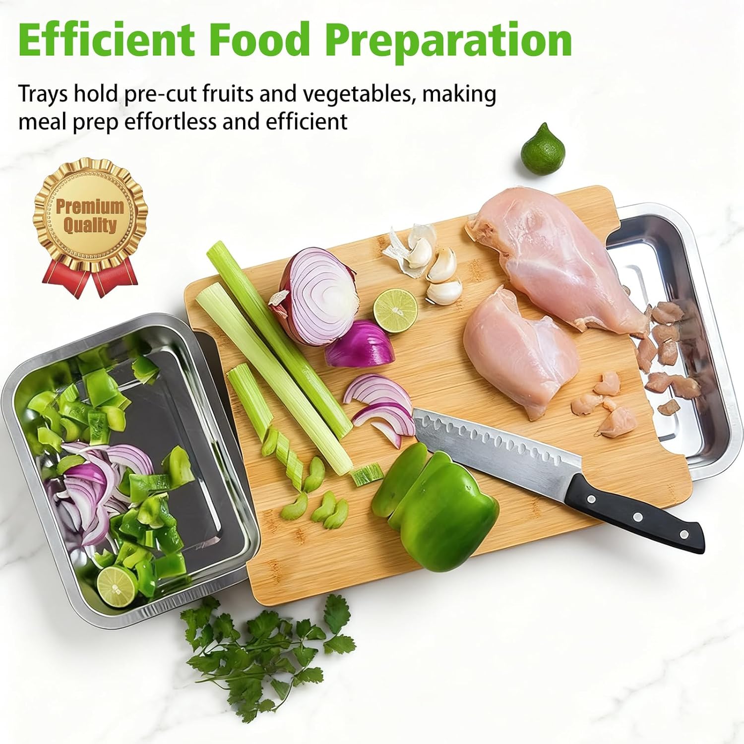 Bamboo Cutting Board With Trays