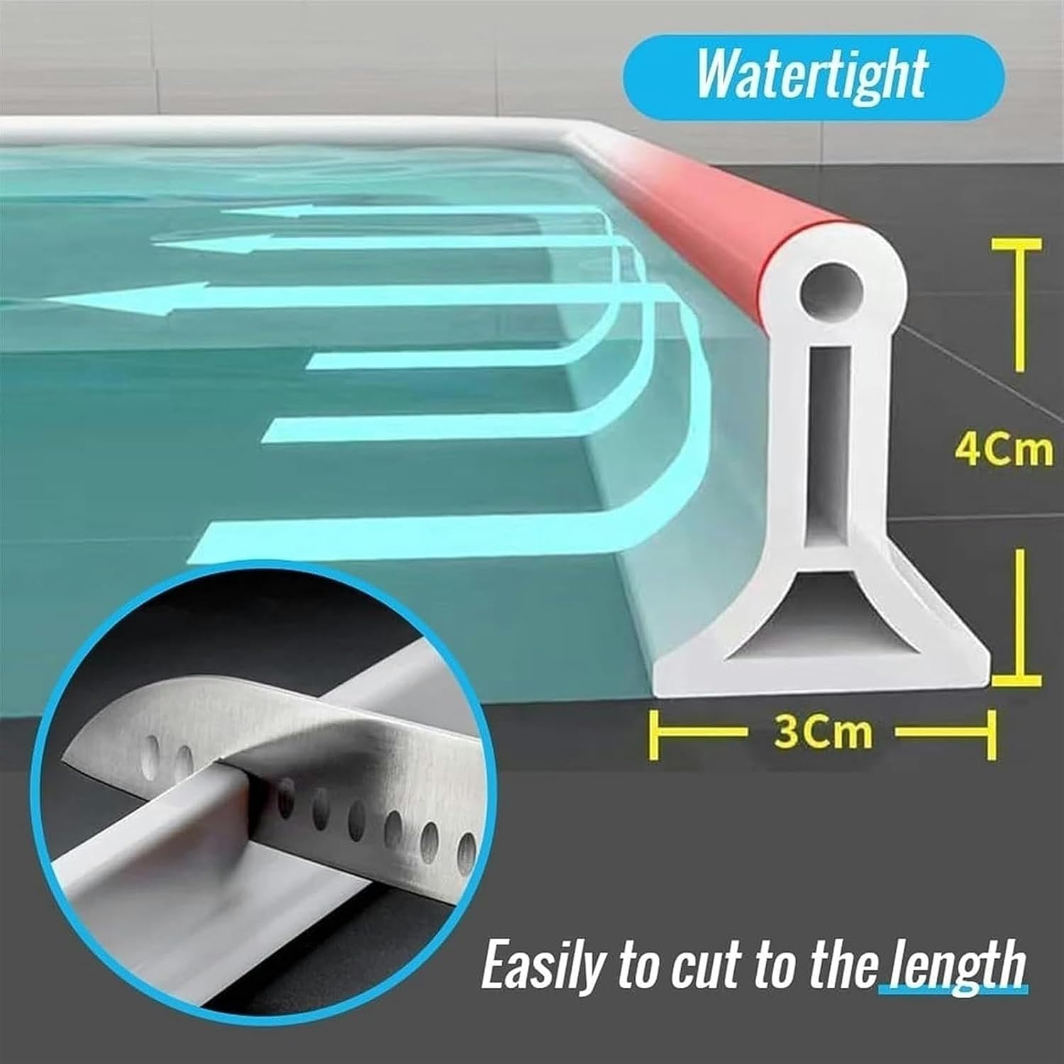 Silicone Shower Water Barrier Strip + Glue