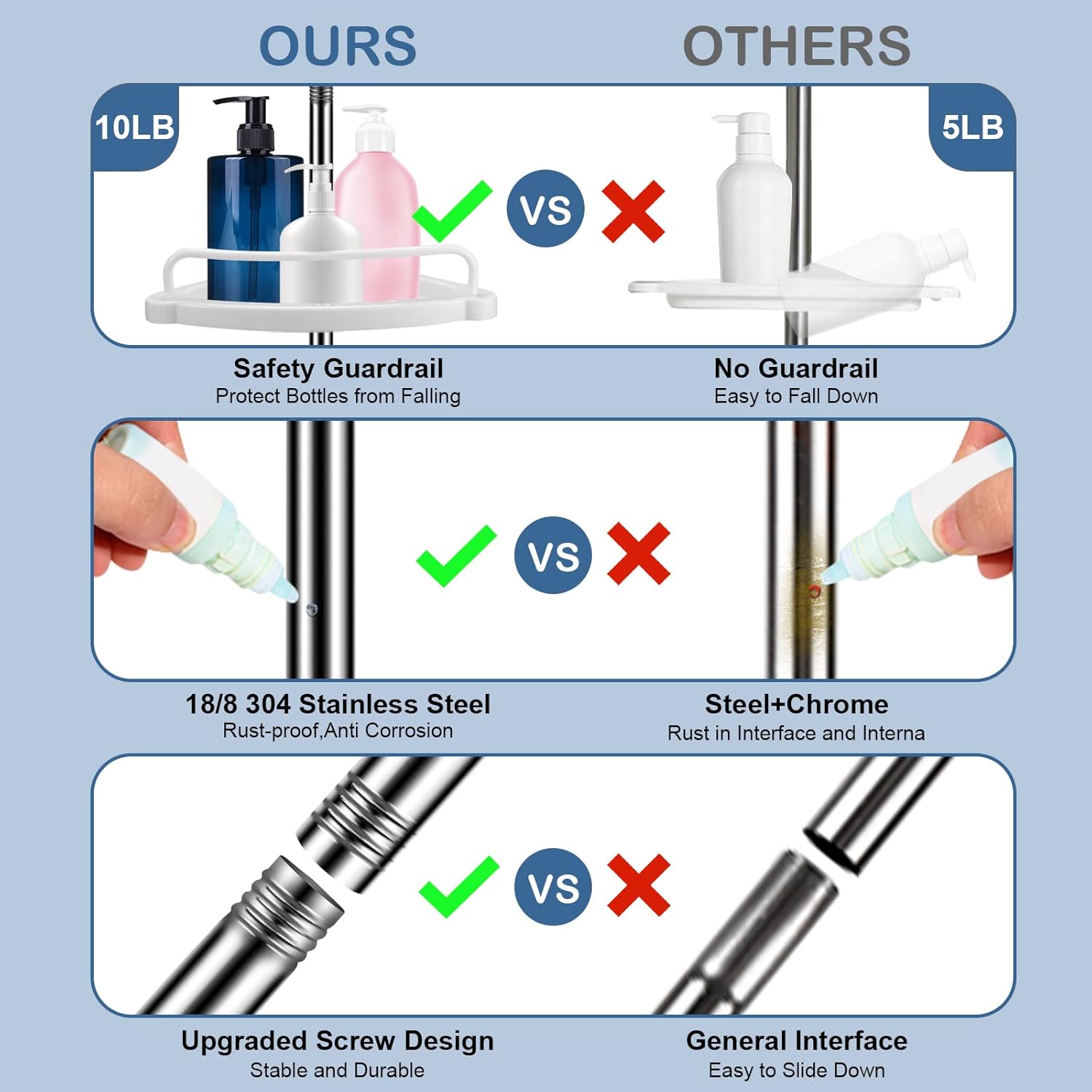 4 Tier Adjustable Shower Corner Shelf