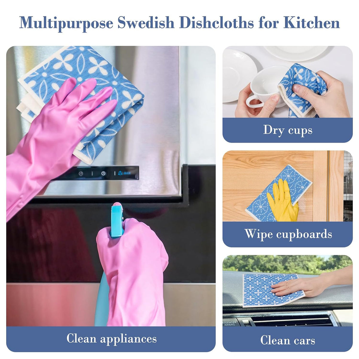 Swedish Dishcloths Set of 6 Sakura Art
