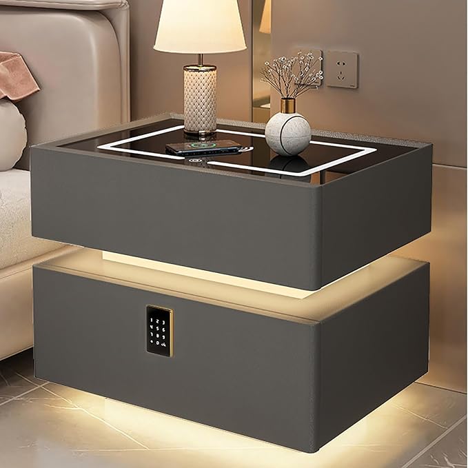 Bedside Safe with Wireless Charging Pad
