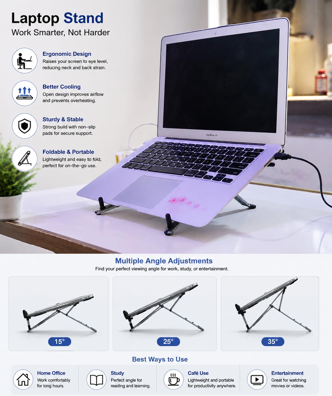 Foldable Magnetic Phone Stand and Selfie Stick