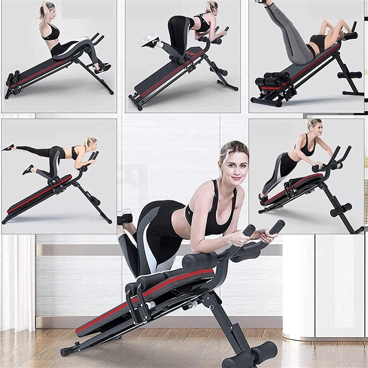 Adjustable Ab Crunch Bench with Resistance Bands