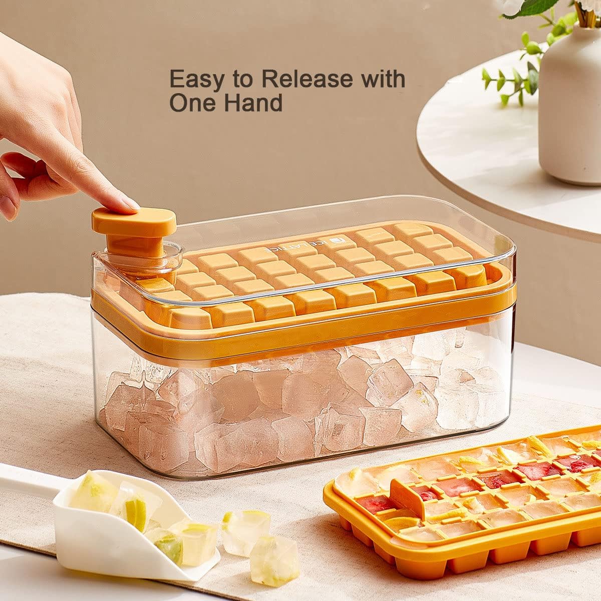 One Button Ice Cube Tray
