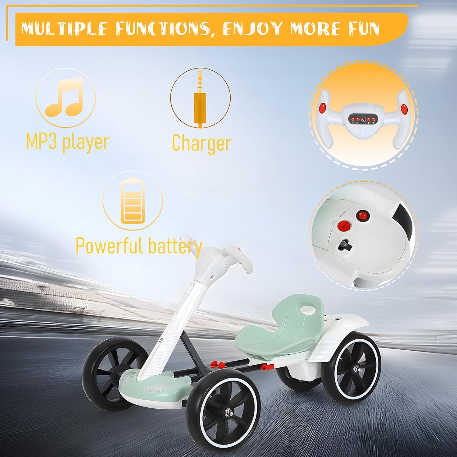 Electric Go-Kart for Kids with Remote