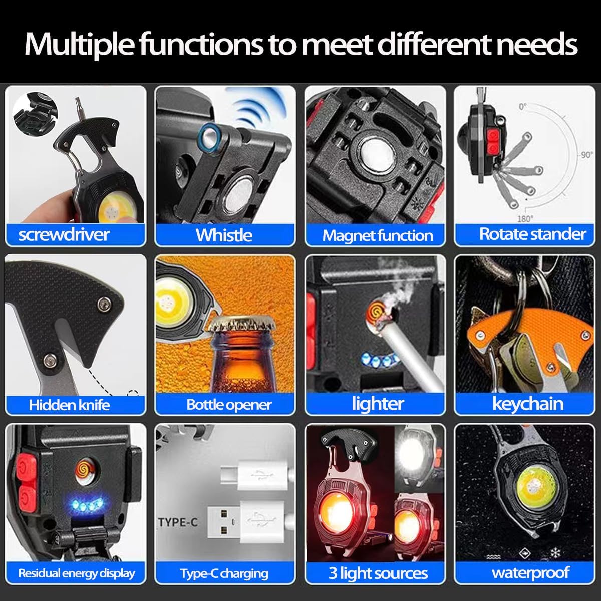 Multi Functional Keychain Portable Flashlight