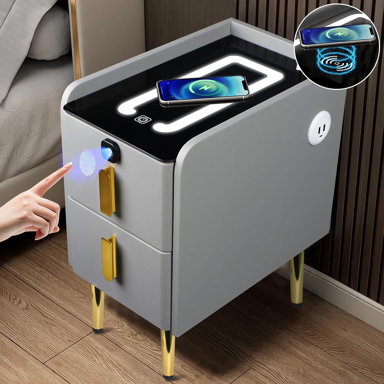 Smart Nightstand With Fingerprint Lock