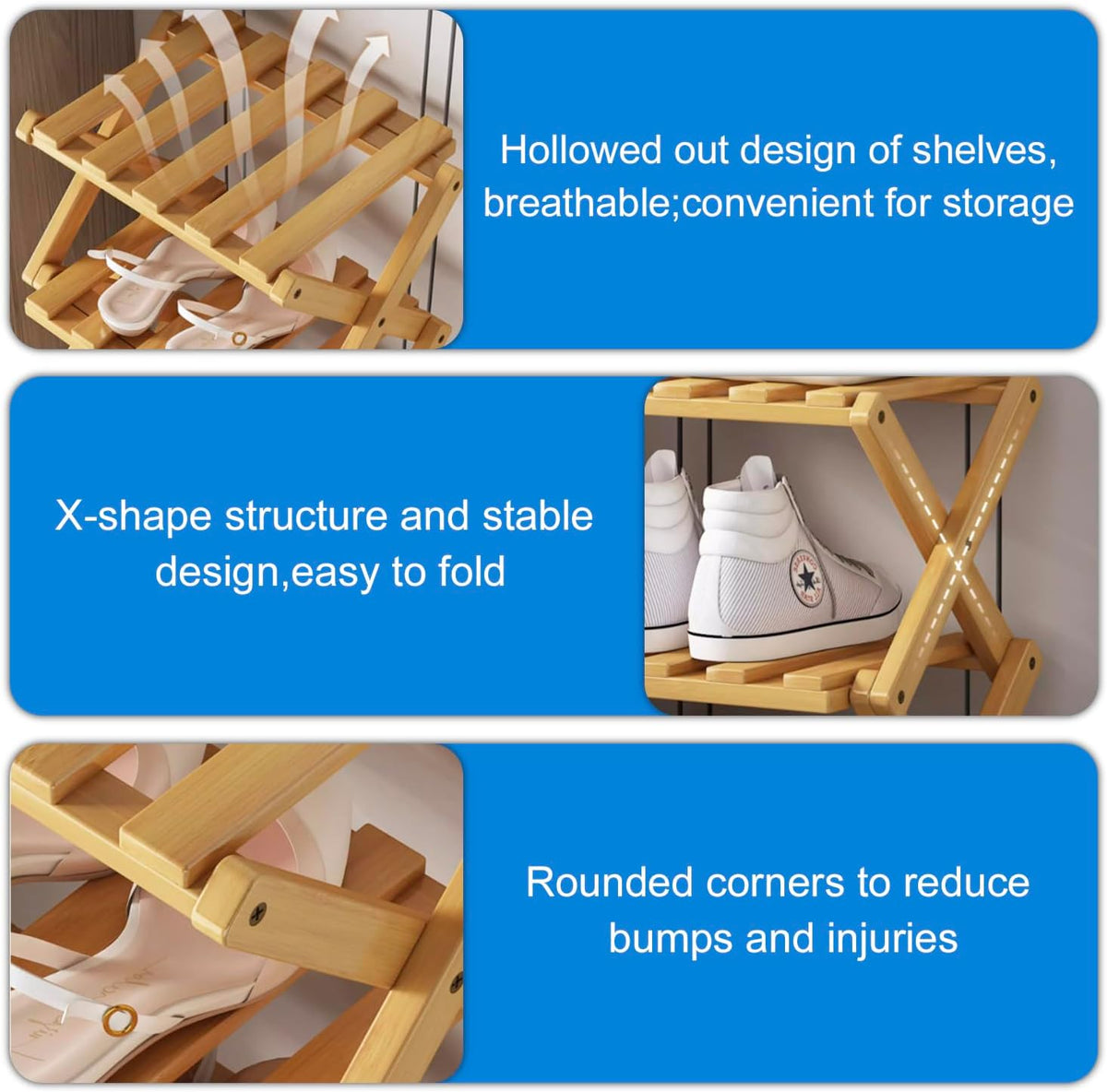 Foldable Bamboo Shoe Storage Rack