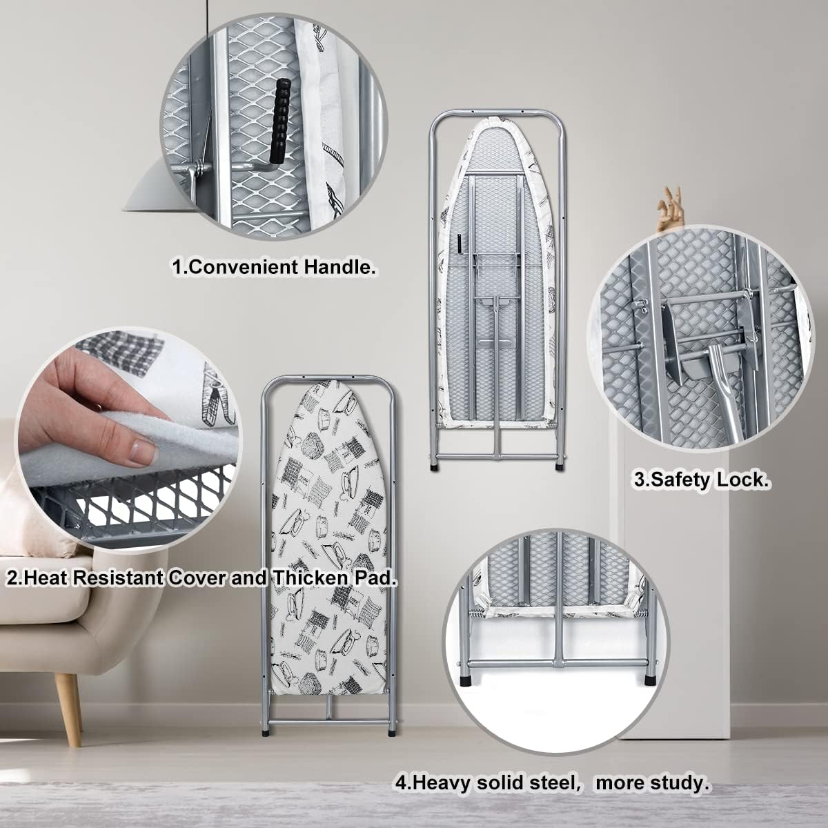 Over-Door And Wall Ironing Board