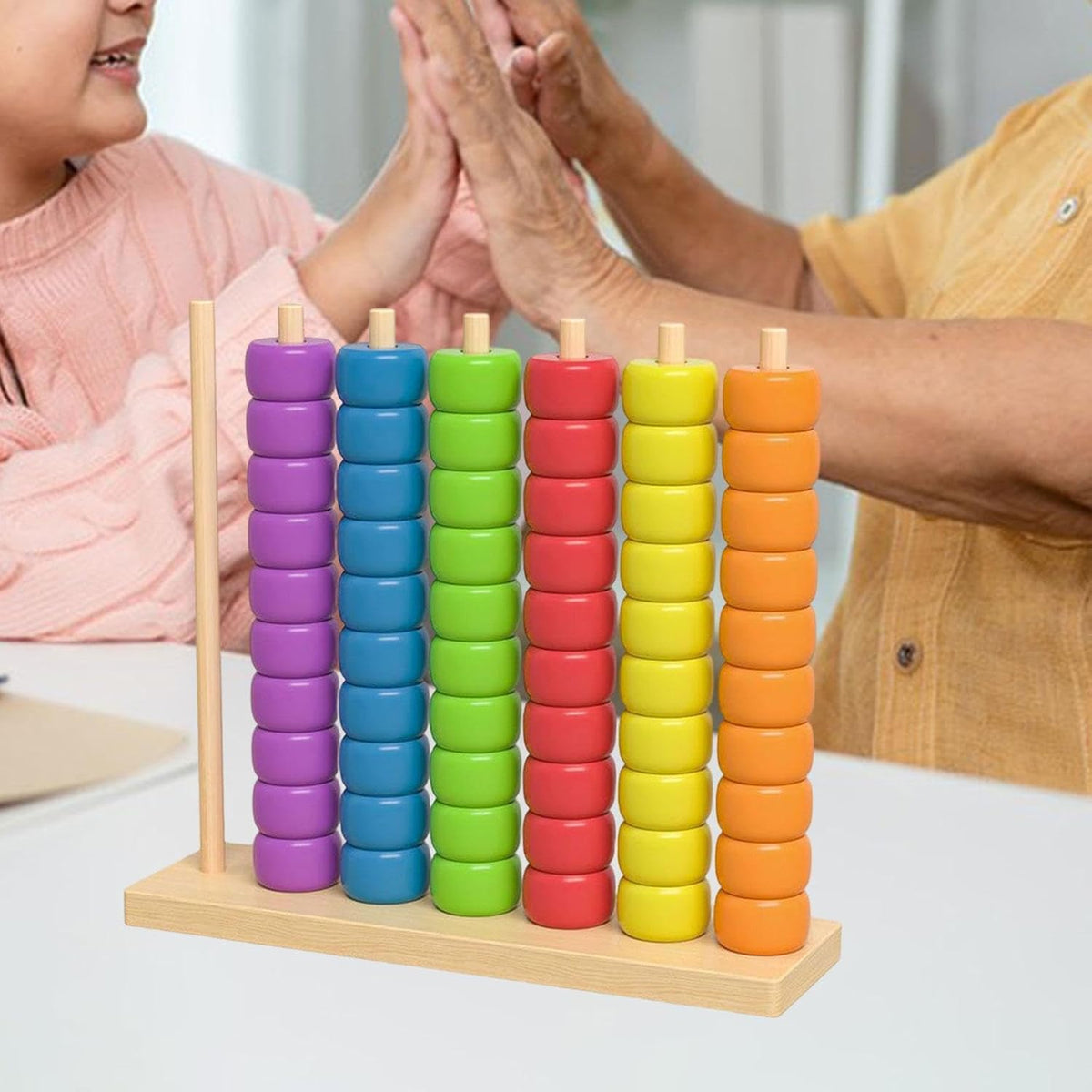 Wooden Rainbow Bead Stacking Toy