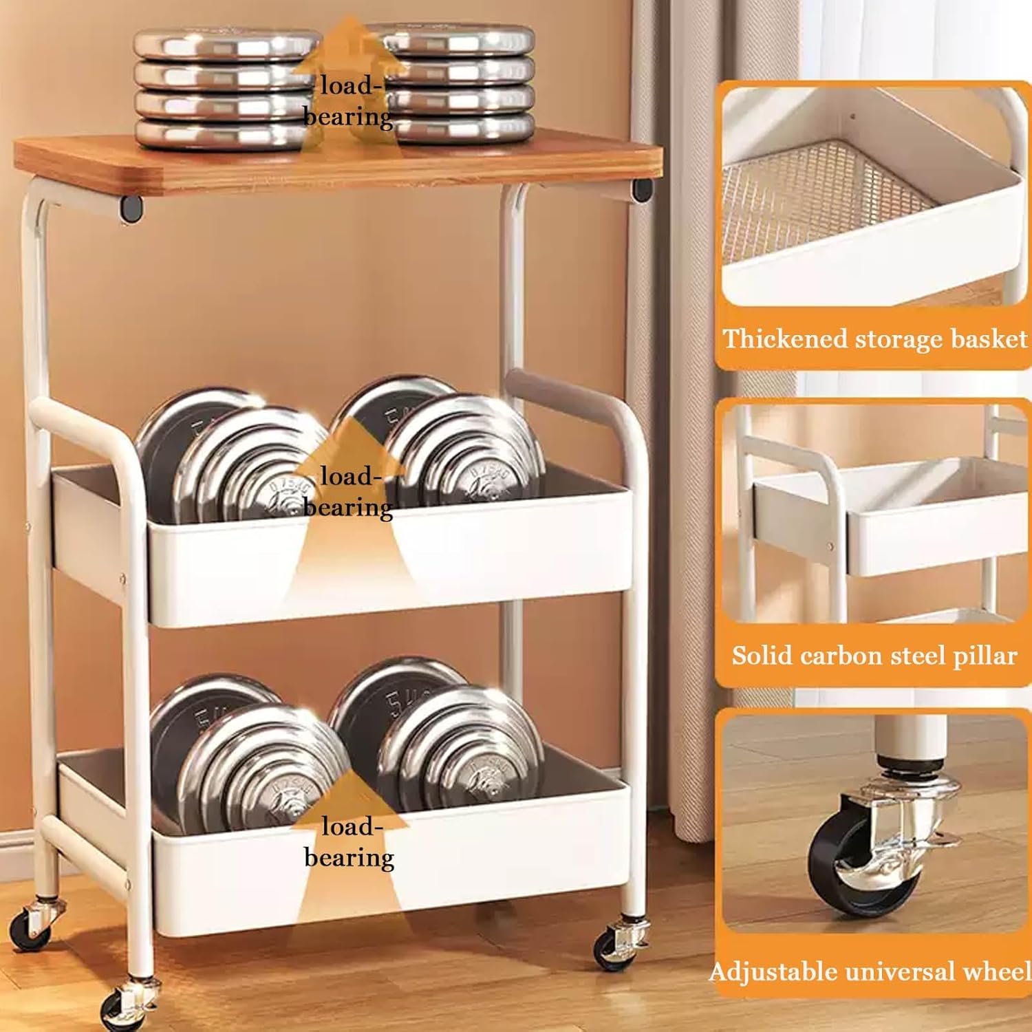 Slim Rolling Side Table