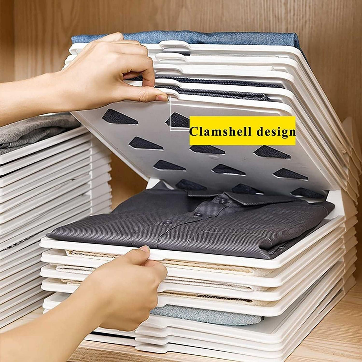 Stackable Clothing Organizer with Shelf Dividers