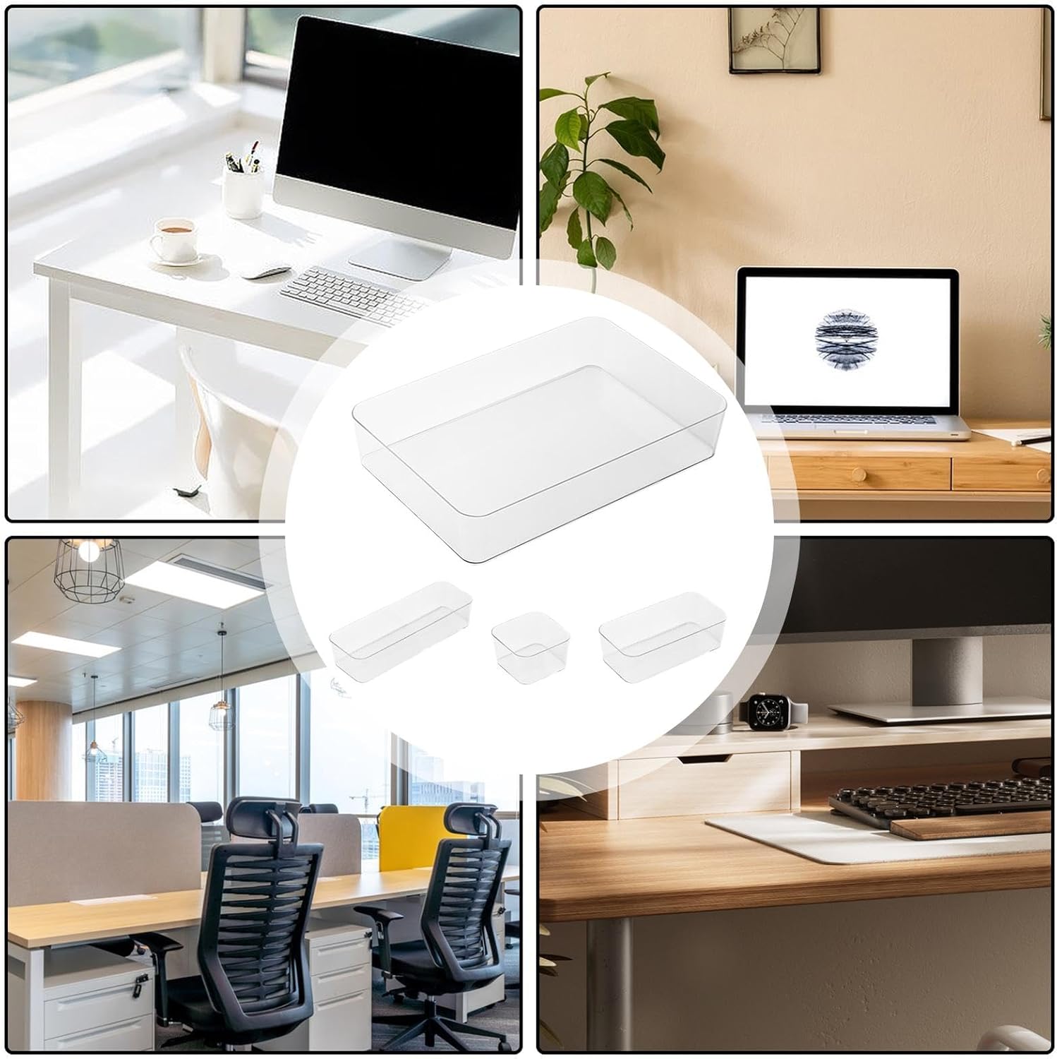 Clear Desk Drawer Organizer