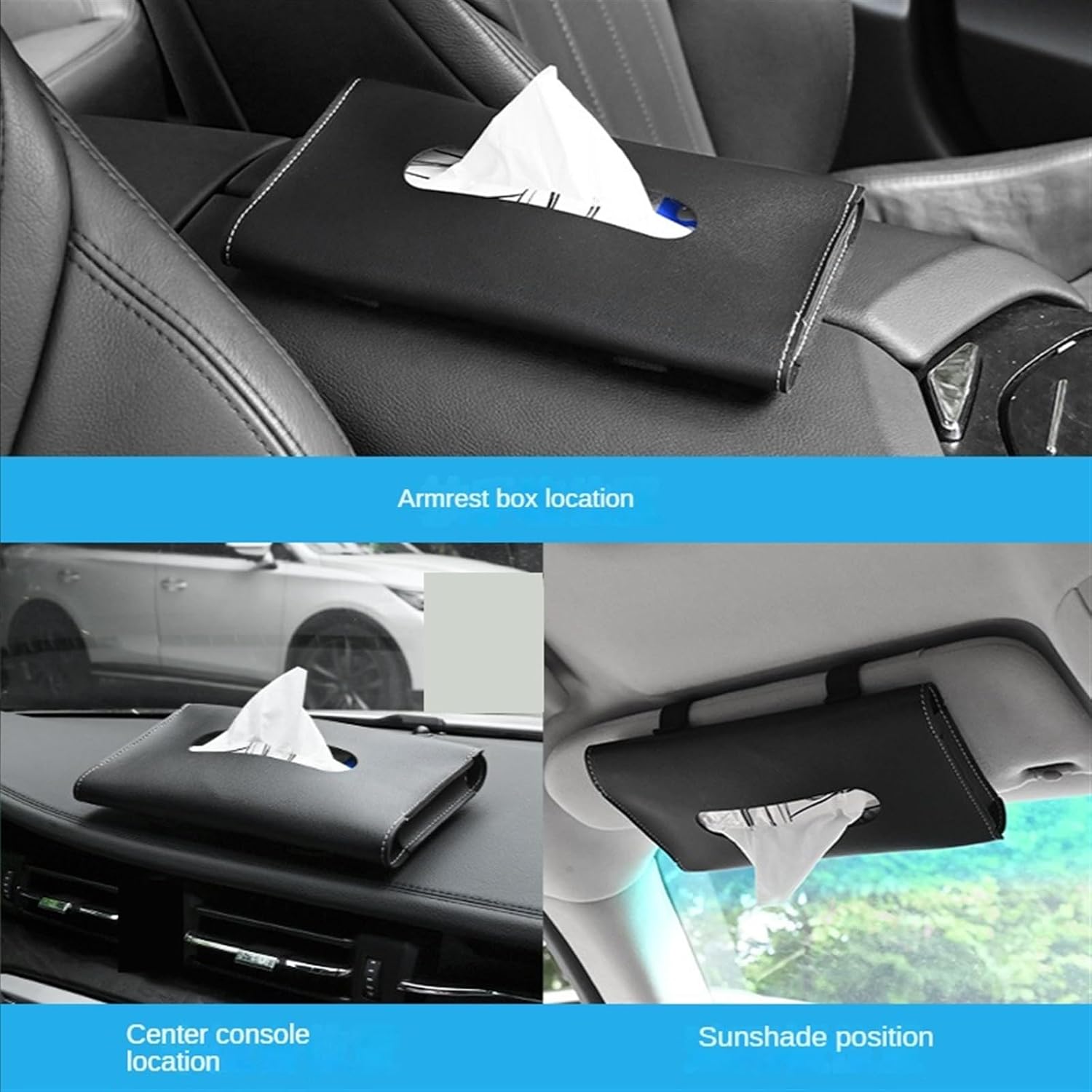 Leather Car Tissue Box for Sun Visor