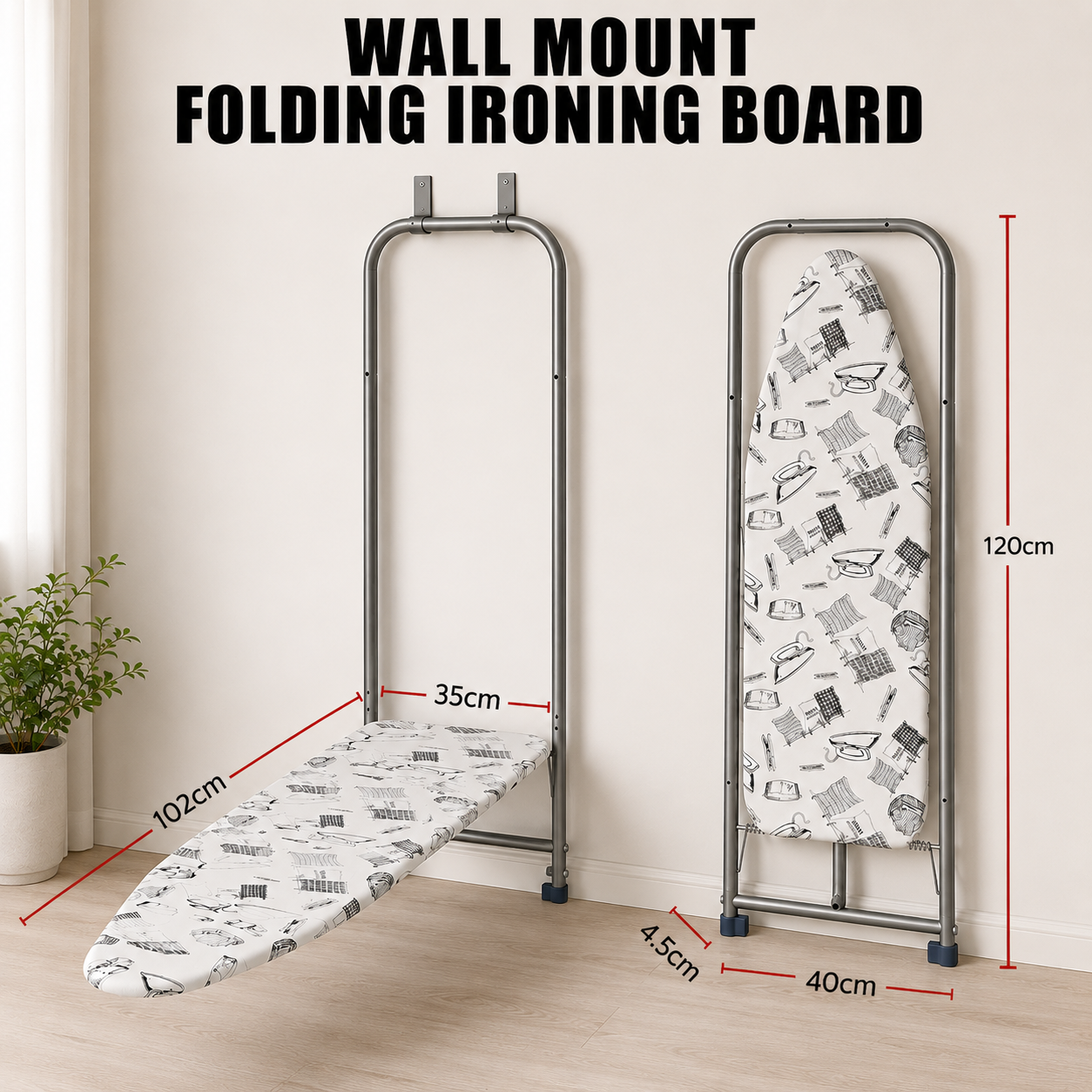 Over-Door And Wall Ironing Board
