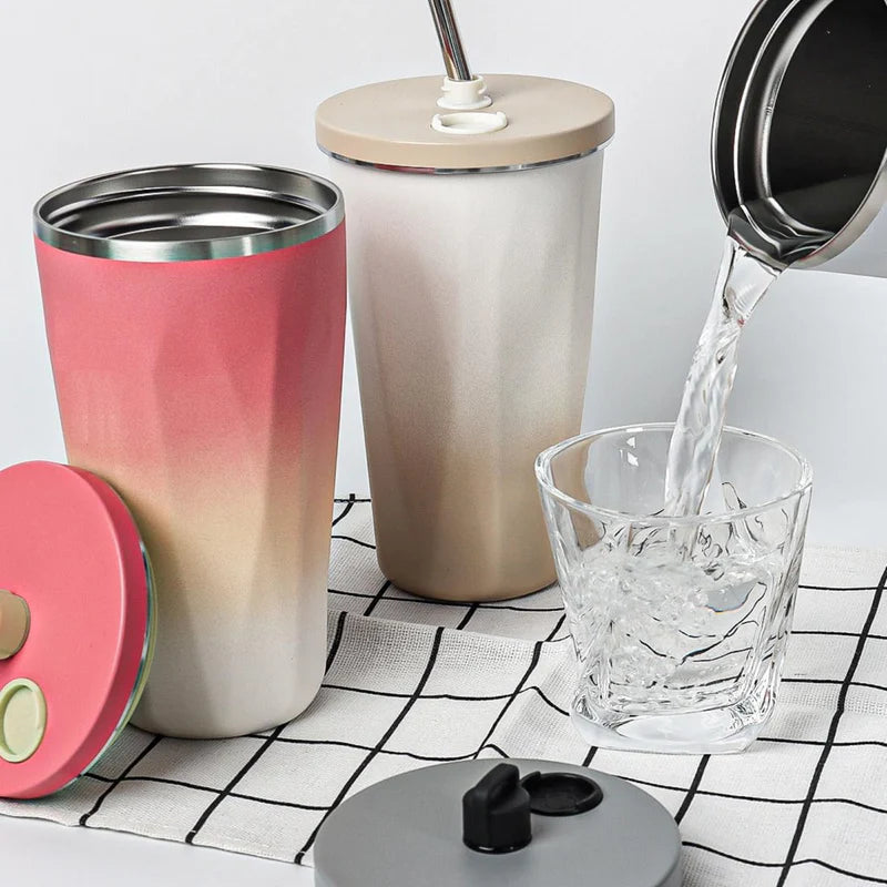 Gradient Sip Cup With Straw & Sip Lid