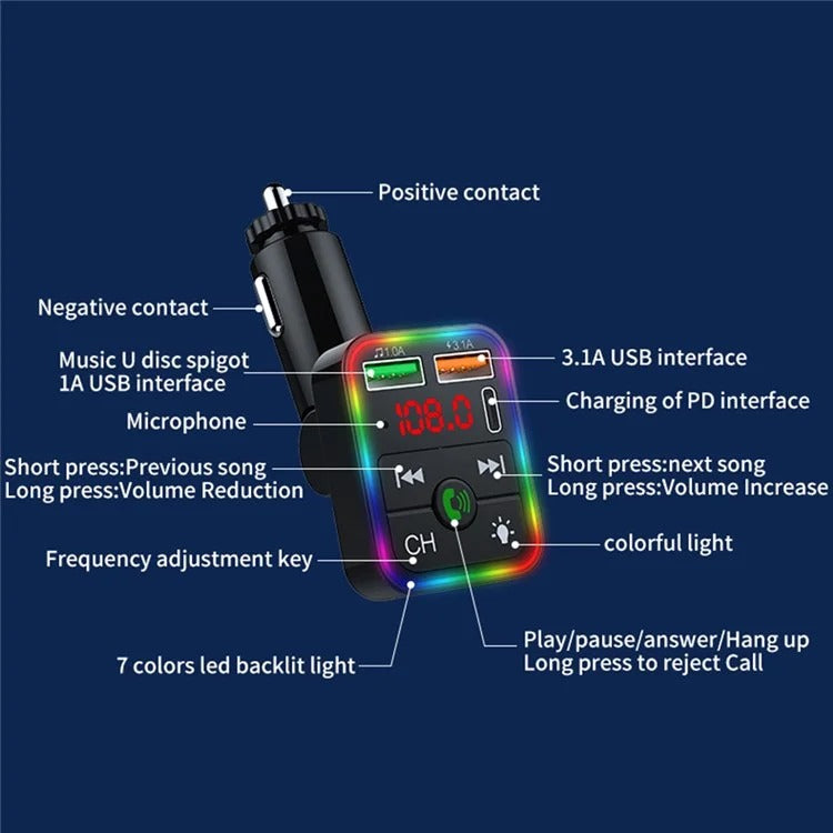 Car Bluetooth Music Phone Charger