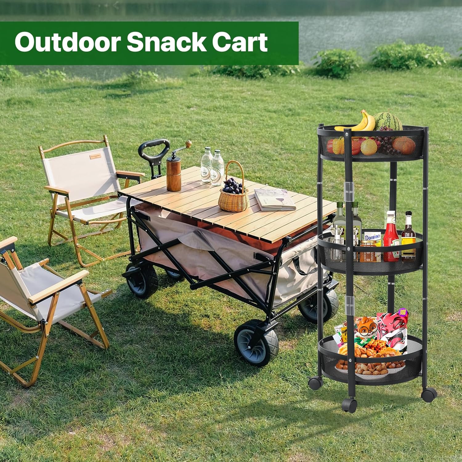 3 Layer Rolling Foldable Cart