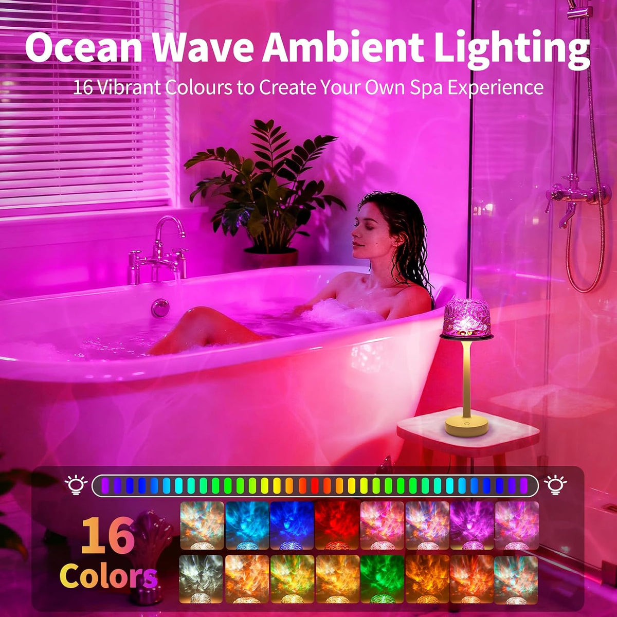 16-Color Ocean Wave Projector Shower Lamp
