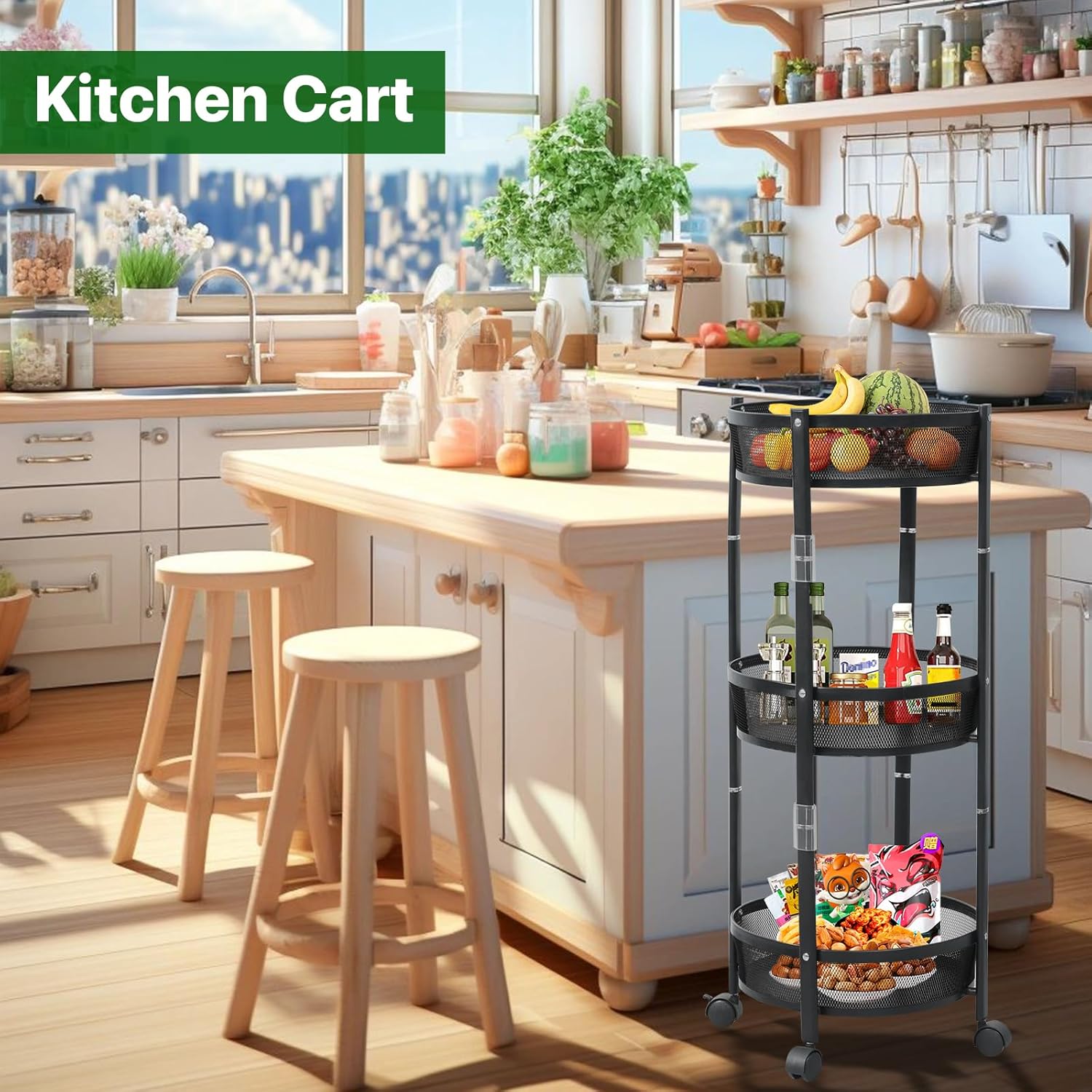 3 Layer Rolling Foldable Cart