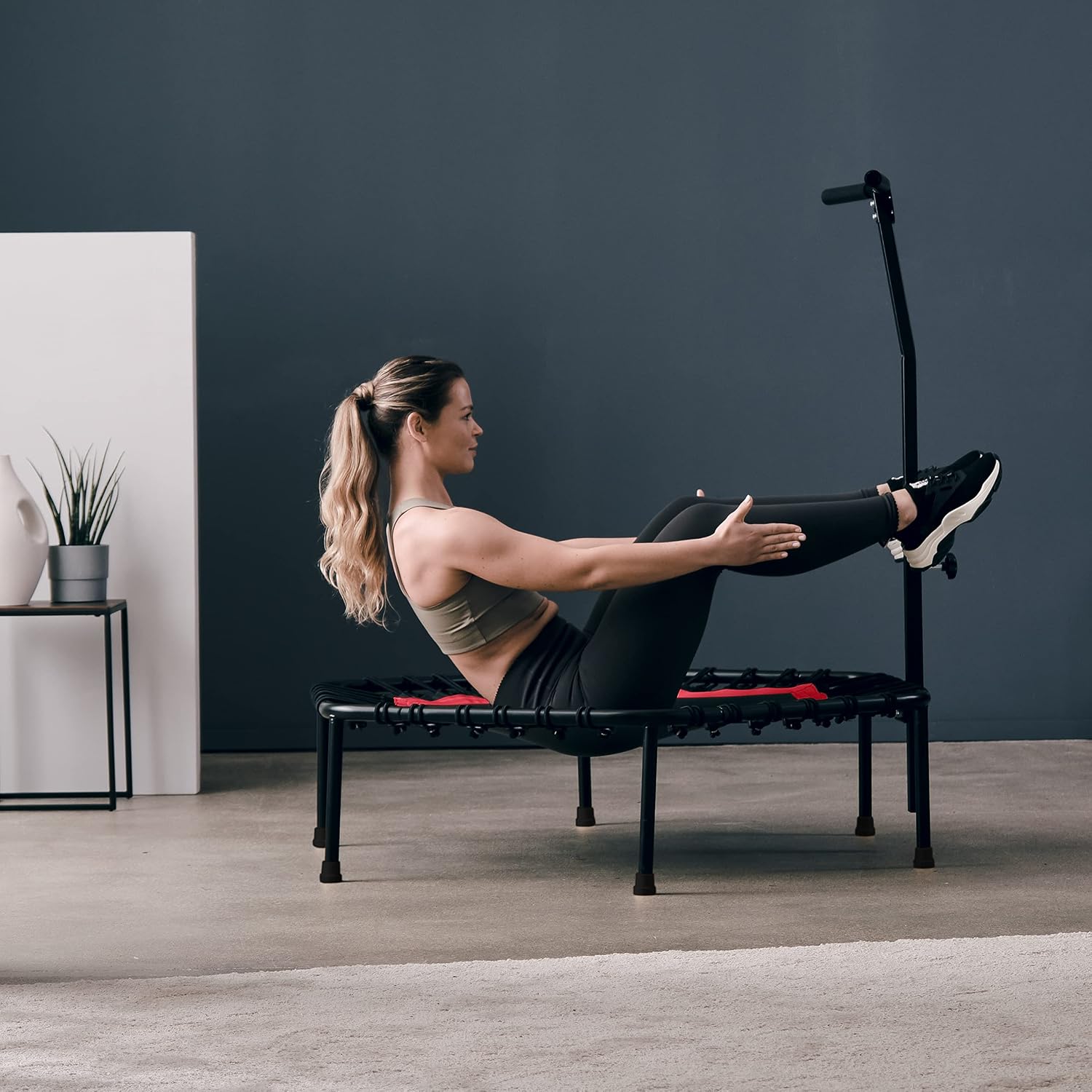 Indoor Fitness Rebounder with Adjustable Bar