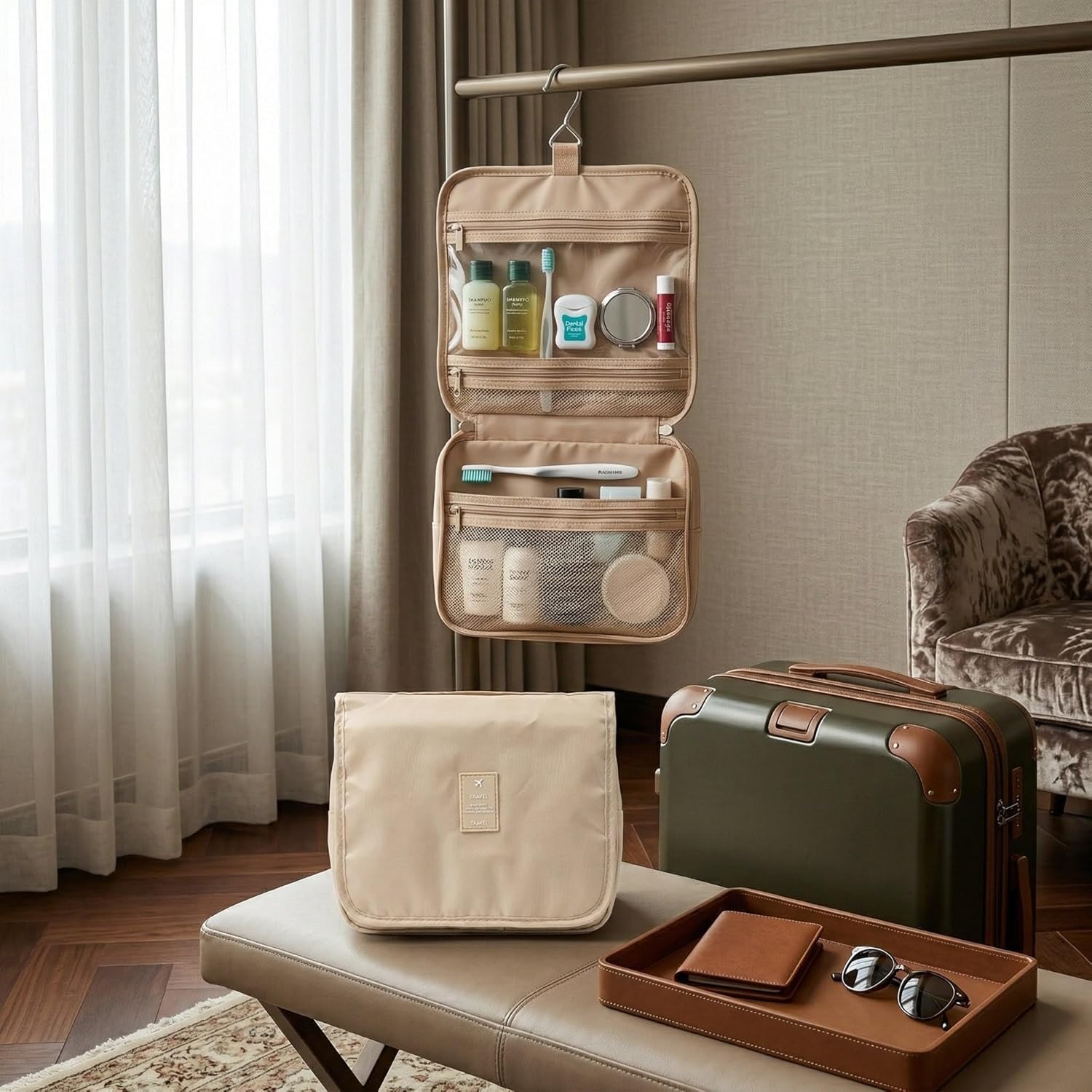 Hanging Travel Organizer Bag with Hook